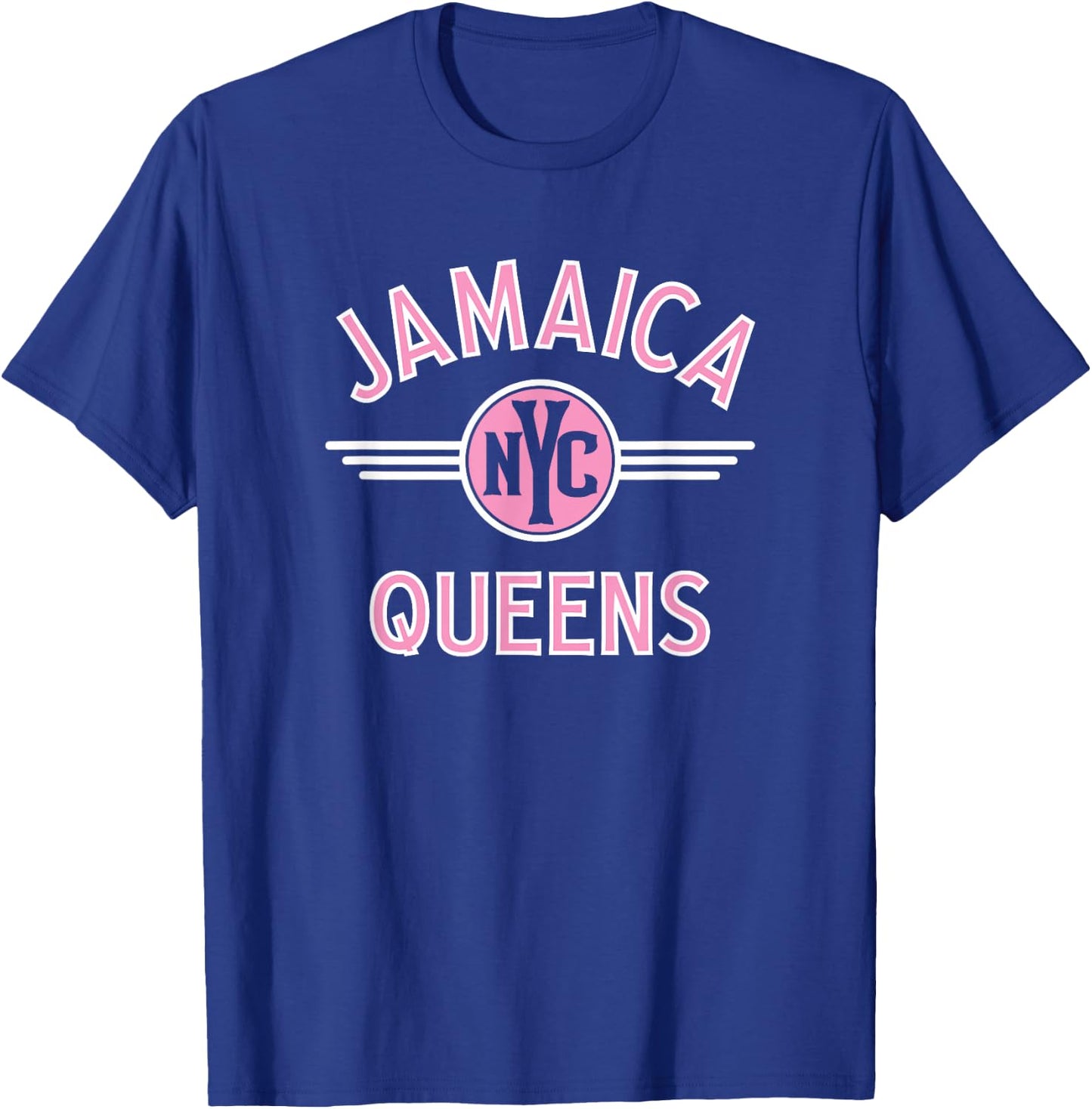 Jamaica Queens NYC Circle Pink Print T-Shirt - T-Shirt | Royal