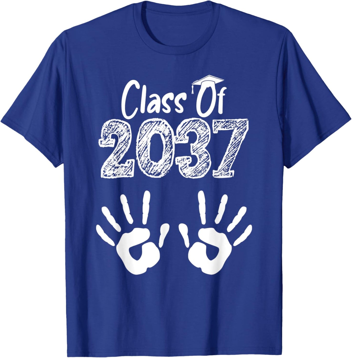 Kindergarten Graduation Grow With Me Class of 2037 Handprint T-Shirt - T-Shirt | Royal