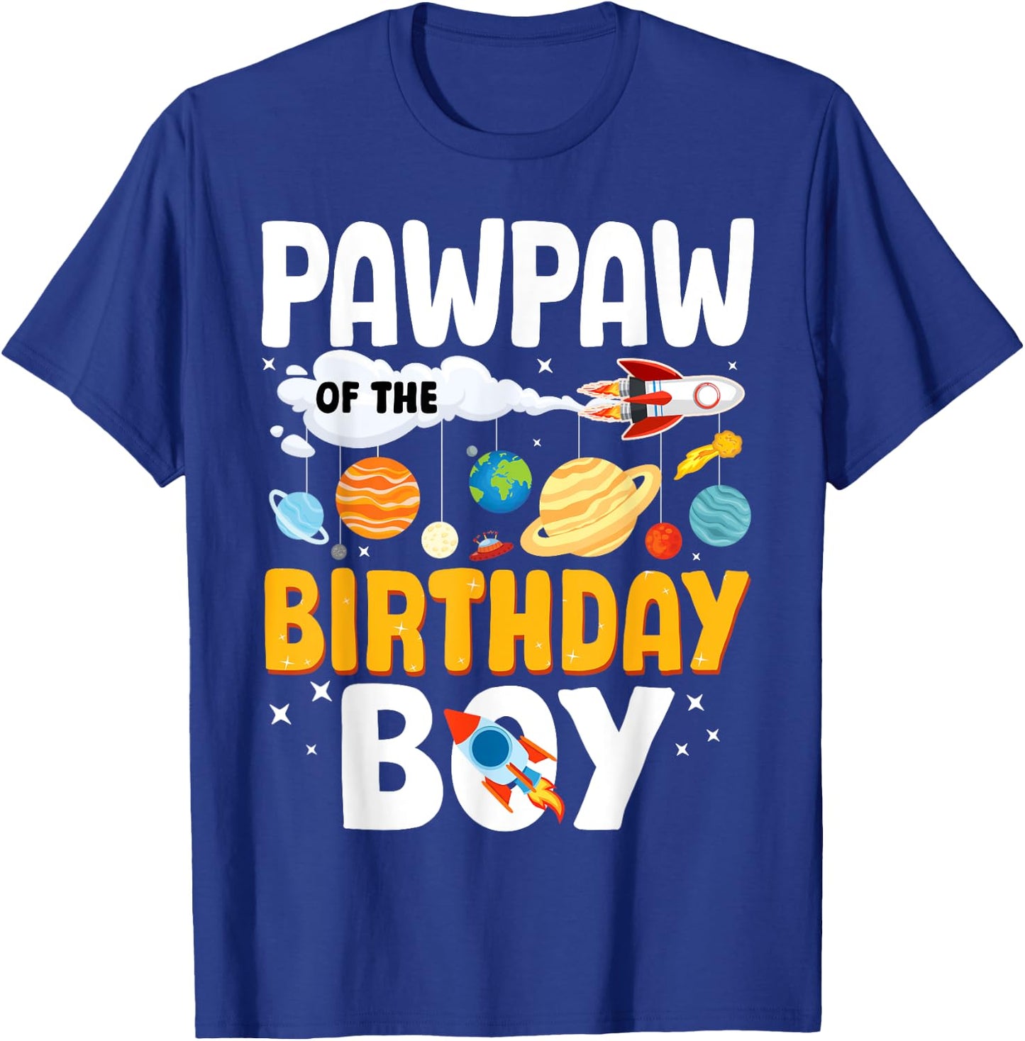 Pawpaw Of The Birthday Boy Space Planet Theme Bday T-Shirt - T-Shirt | Royal
