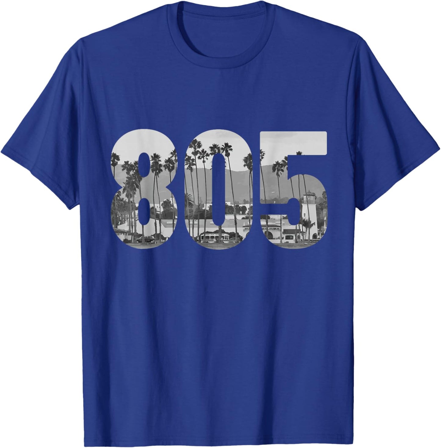 Santa Barbara 805 Area Code Vintage Palms California T-Shirt - T-Shirt | Royal