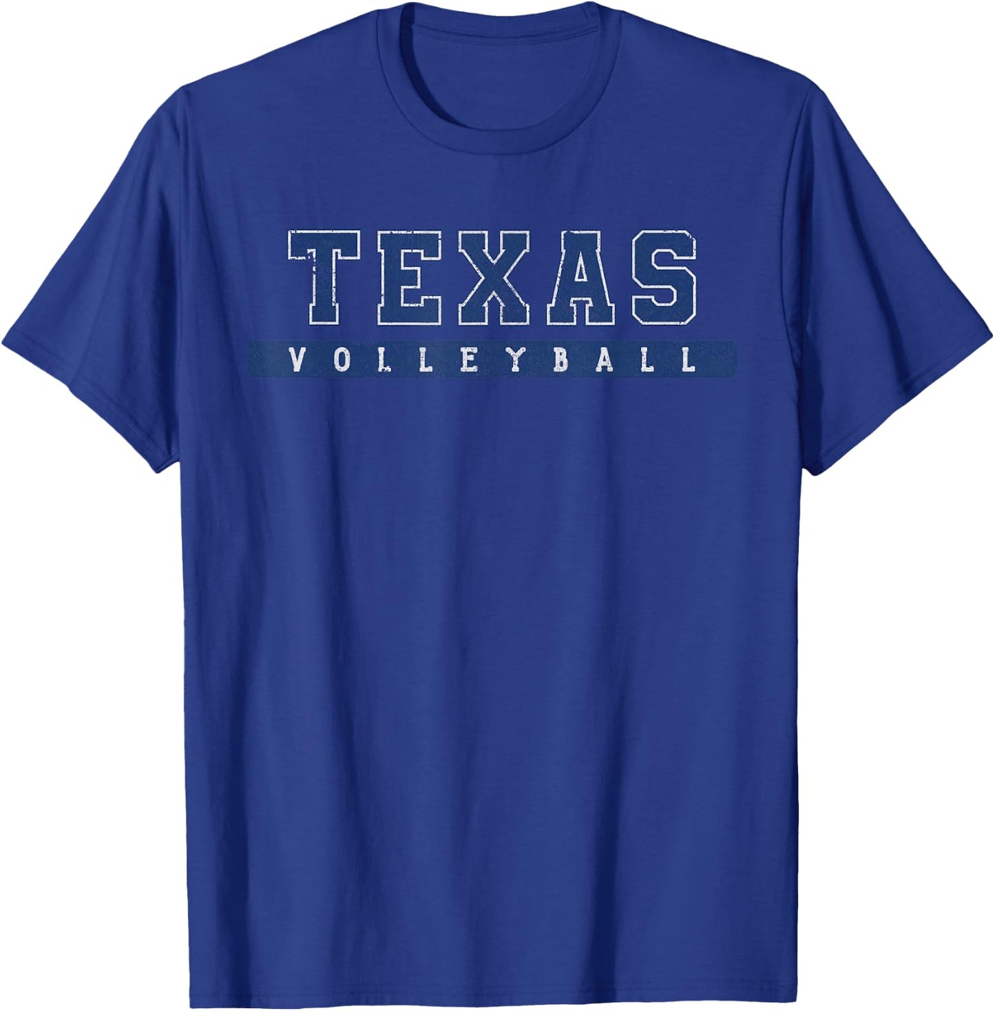 Texas Volleyball Blue Vintage Text T-Shirt - T-Shirt | Royal