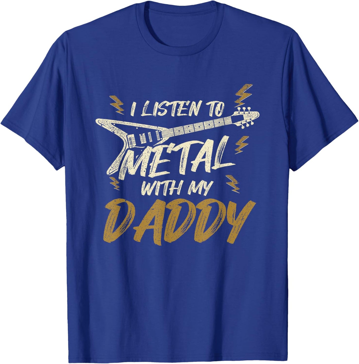 Heavy Metal Kids Listen With My Daddy Rock Music T-Shirt - T-Shirt | Royal