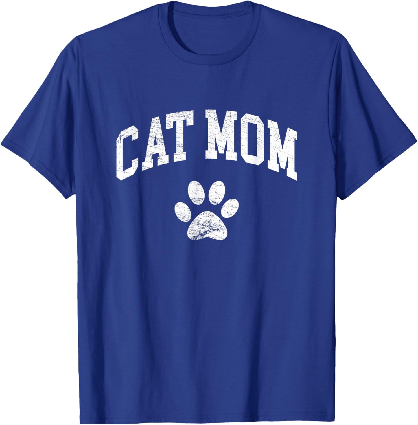 Cat Mom Vintage Distressed Design - Funny Cat Paw - Classic T-Shirt - T-Shirt | Royal