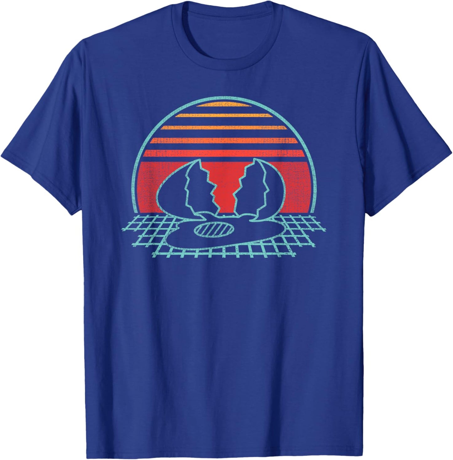 Broken Chicken Egg Farmer Retro Vintage 80 Style T-Shirt - T-Shirt | Royal