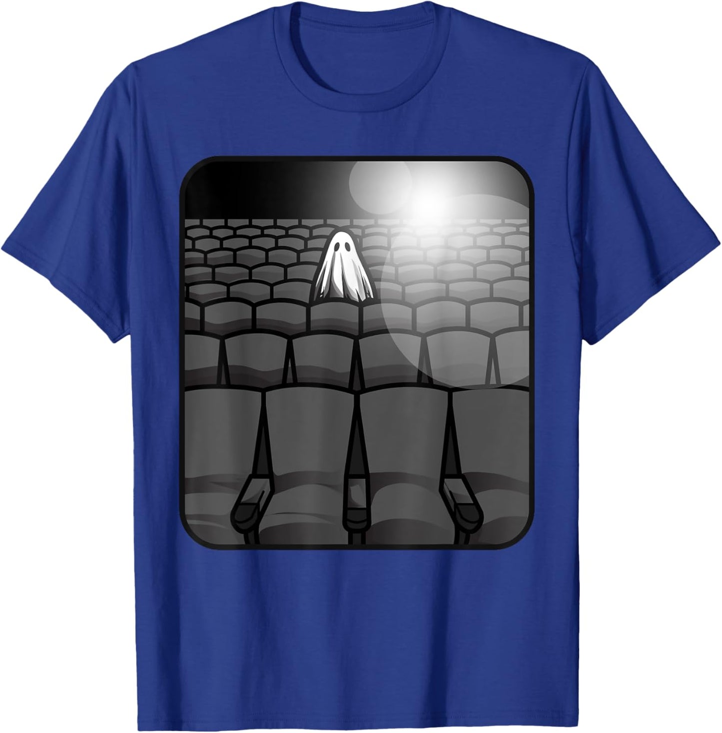 Sheet Ghost Haunted Movie Theater Sad Spooky Theatre Movies T-Shirt - T-Shirt | Royal