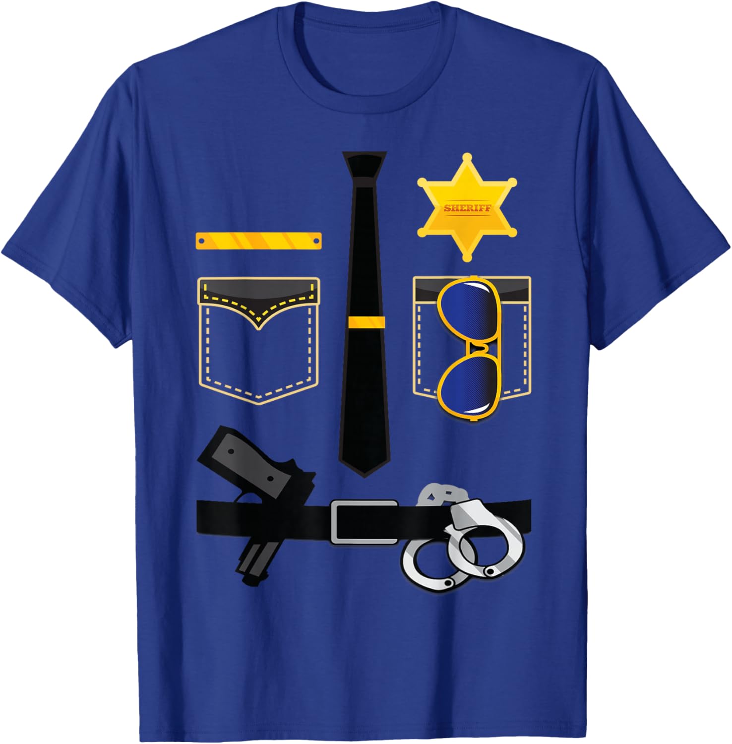Police Sheriff Uniform Funny Halloween Costume Kids Boys Men T-Shirt - T-Shirt | Royal