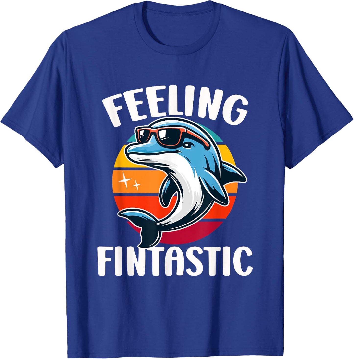 Feeling Fintastic Funny Dolphin Kids Ocean Marine Wildlife T-Shirt - T-Shirt | Royal