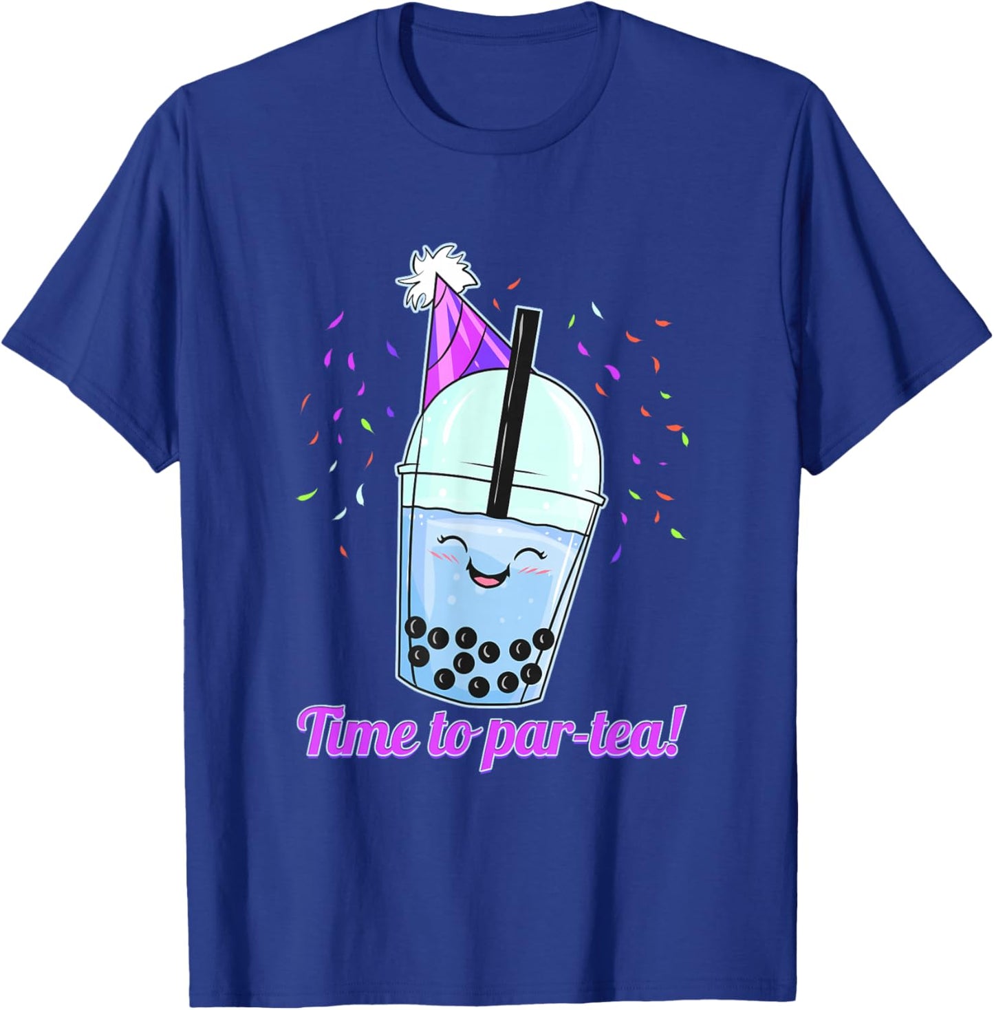Time To Par-Tea! Fun Bubble Tea Party Design T-Shirt - T-Shirt | Royal