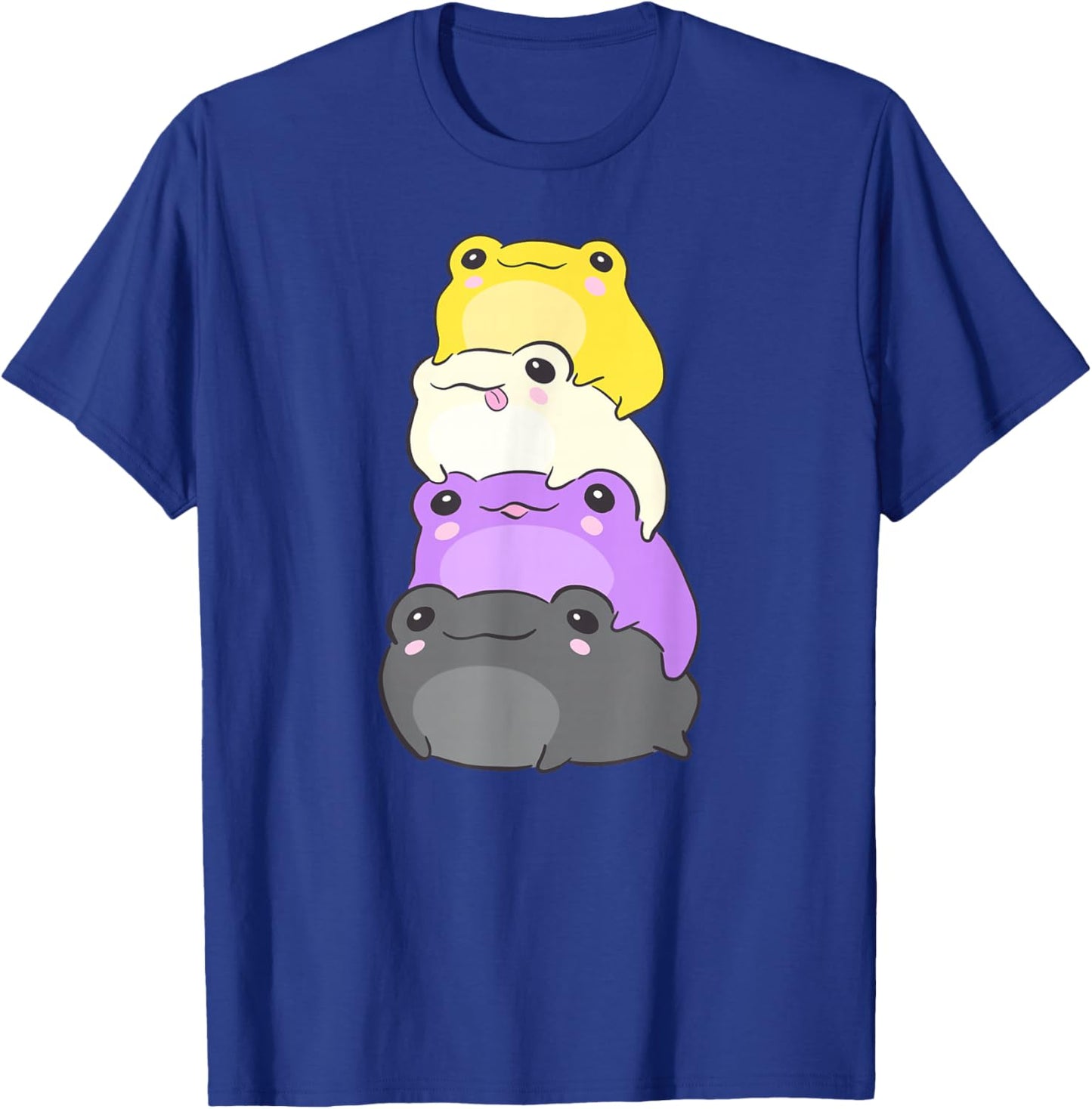 Nonbinary Flag Color Frogs Subtle Enby Pride Cute Aesthetic T-Shirt - T-Shirt | Royal