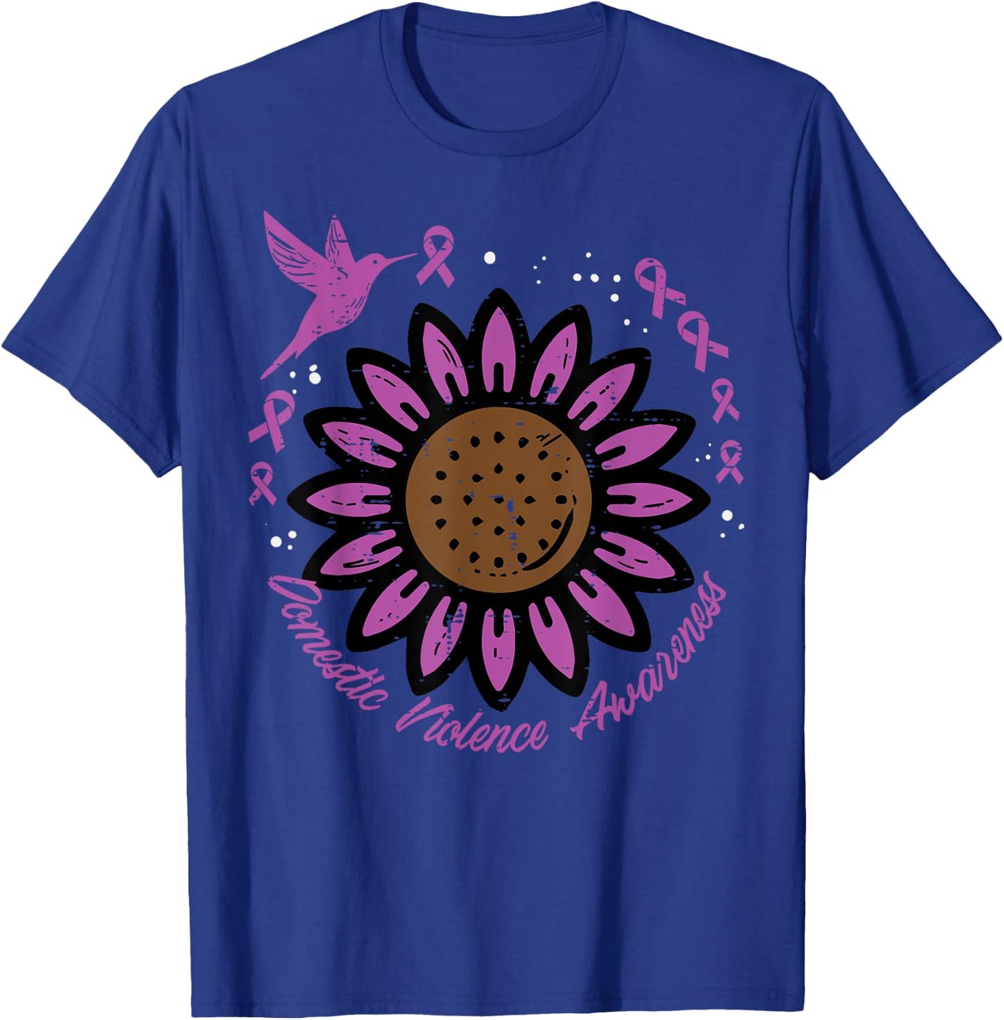 Domestic Violence Awareness Sunflower Bird Men Women Kids T-Shirt - T-Shirt | Royal