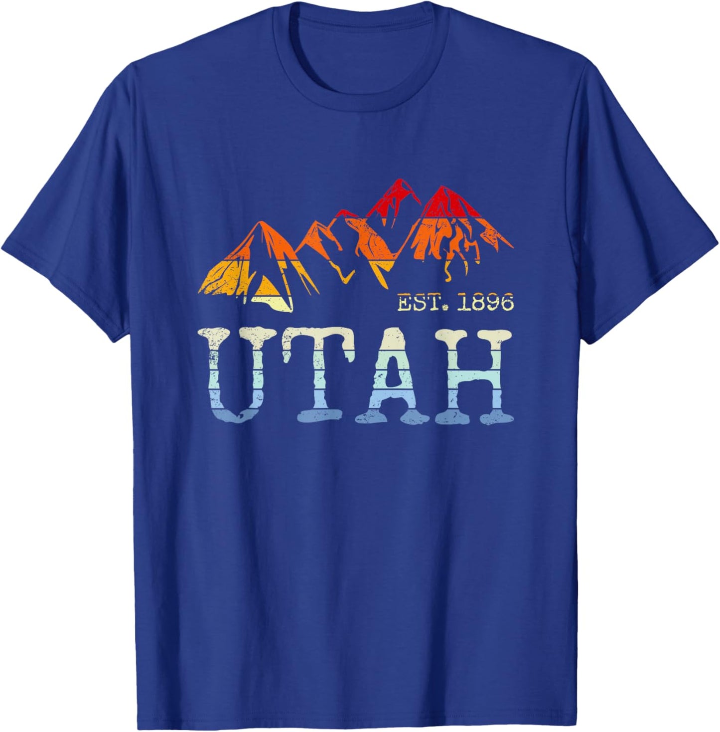 Utah Retro Sunset Vintage Mountain Home Est 1896 Cool Hiking T-Shirt - T-Shirt | Royal