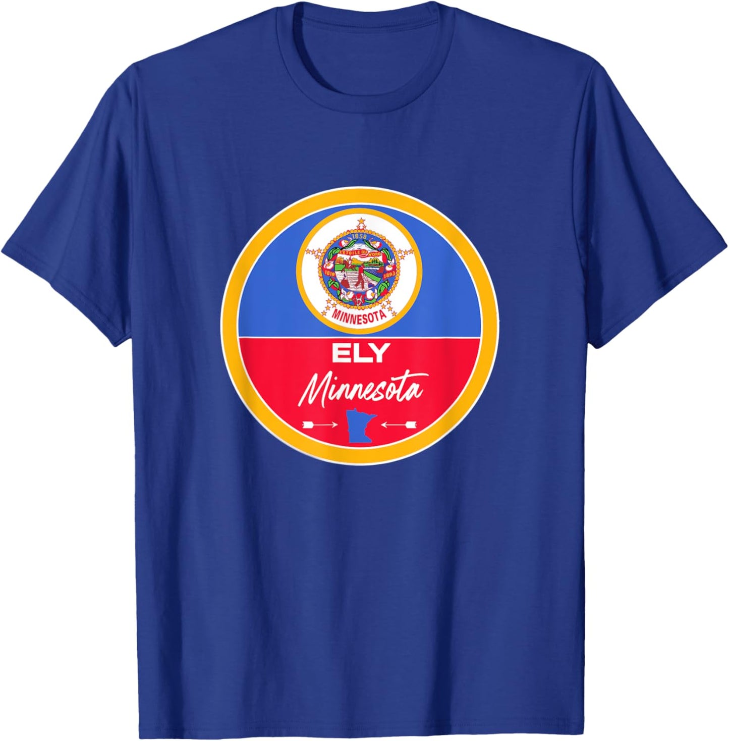 Ely Minnesota MN State Flag Badge T-Shirt - T-Shirt | Royal