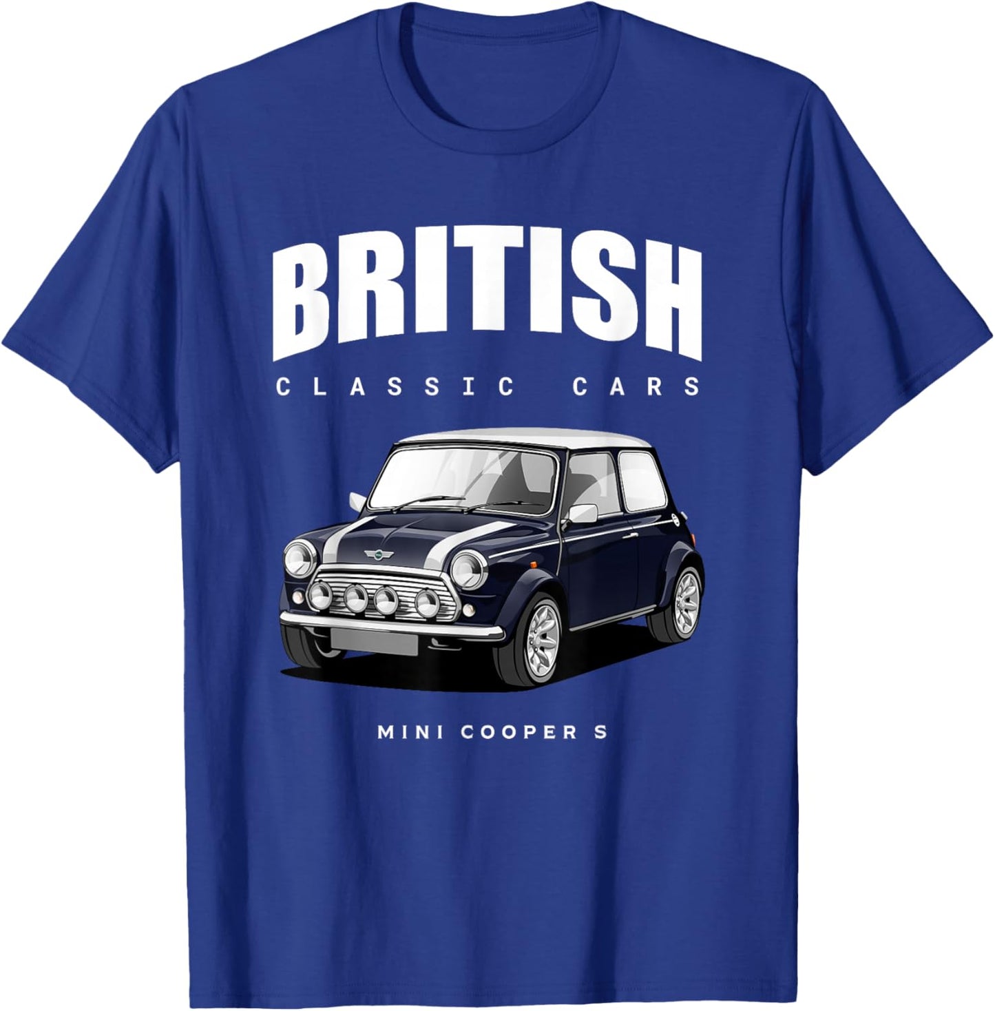 British Classic Car Dark Blue Mini Sports car T-Shirt - T-Shirt | Royal