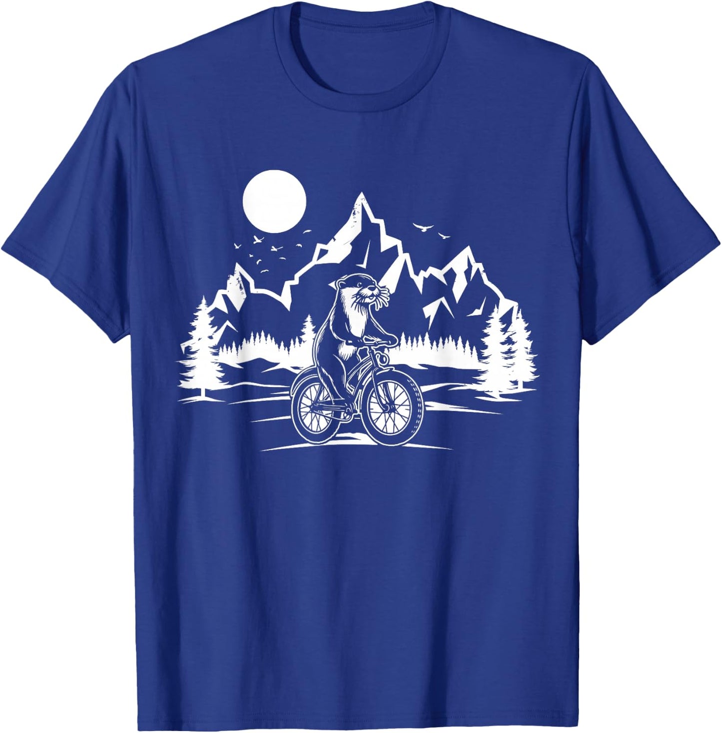 Otter Riding Bicycle Vintage Mountain Biking Otter Biker T-Shirt - T-Shirt | Royal