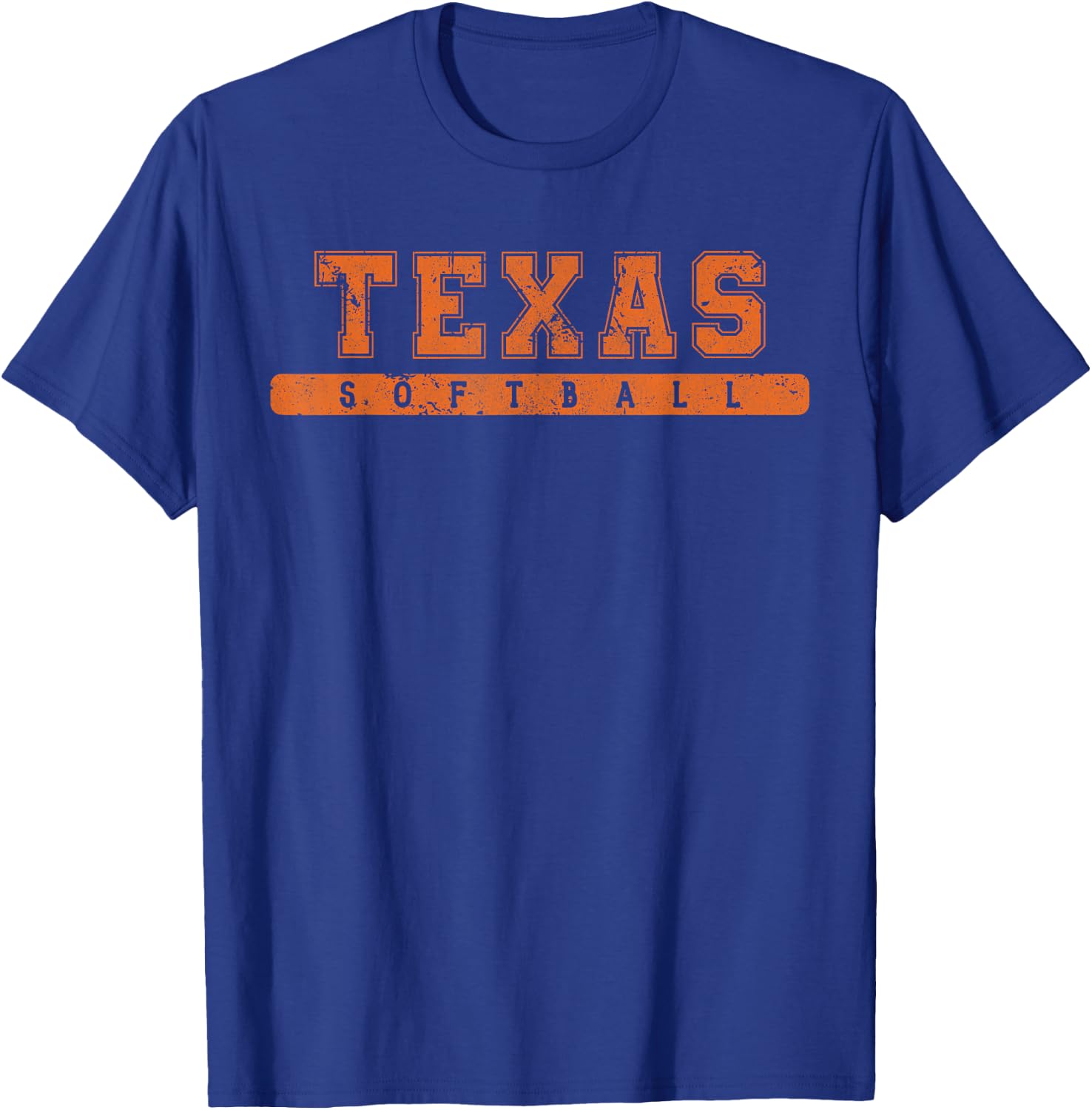Texas Softball Orange Vintage Text T-Shirt - T-Shirt | Royal