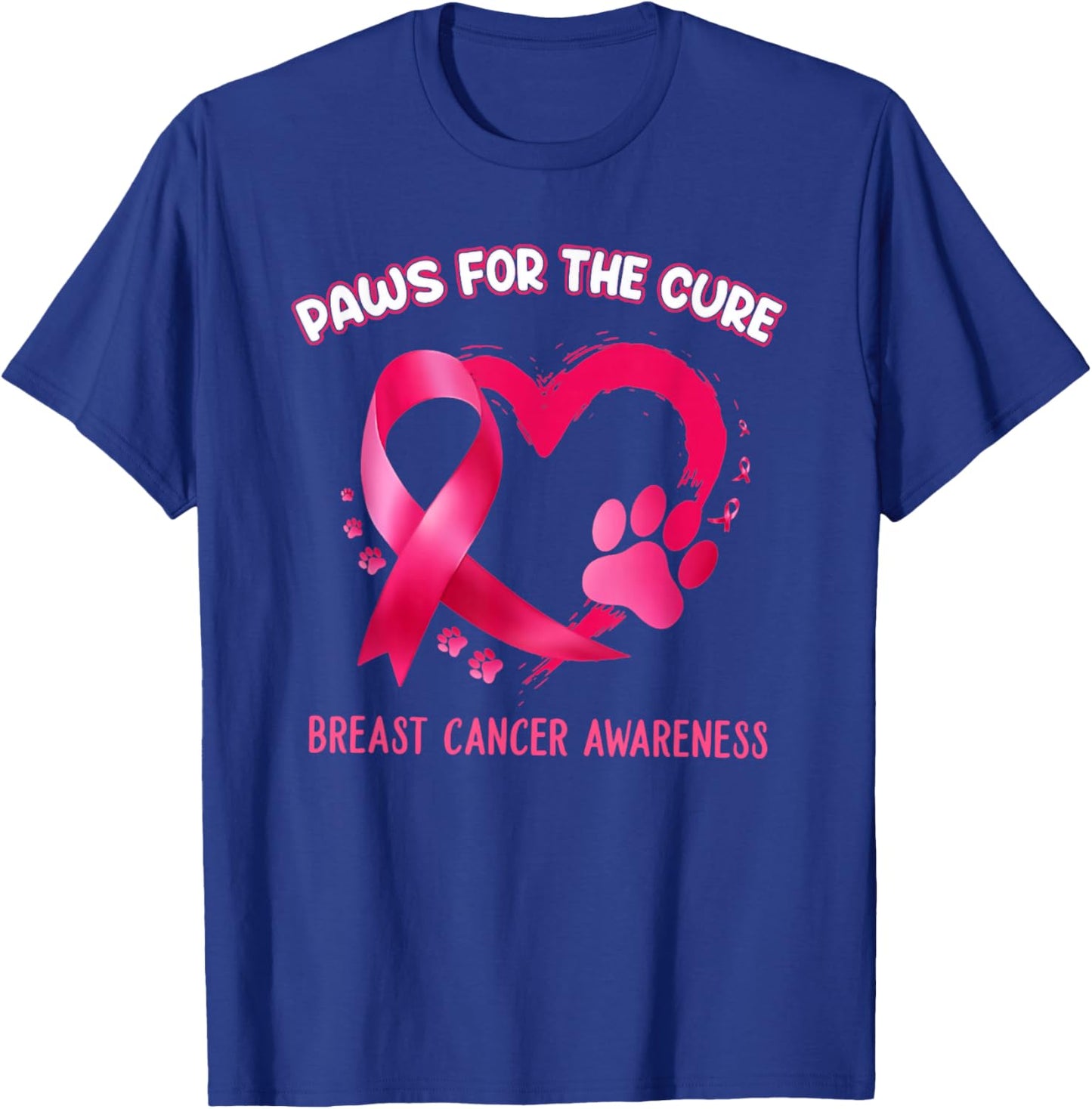 Paws for the cure breast cancer awareness T-Shirt - T-Shirt | Royal