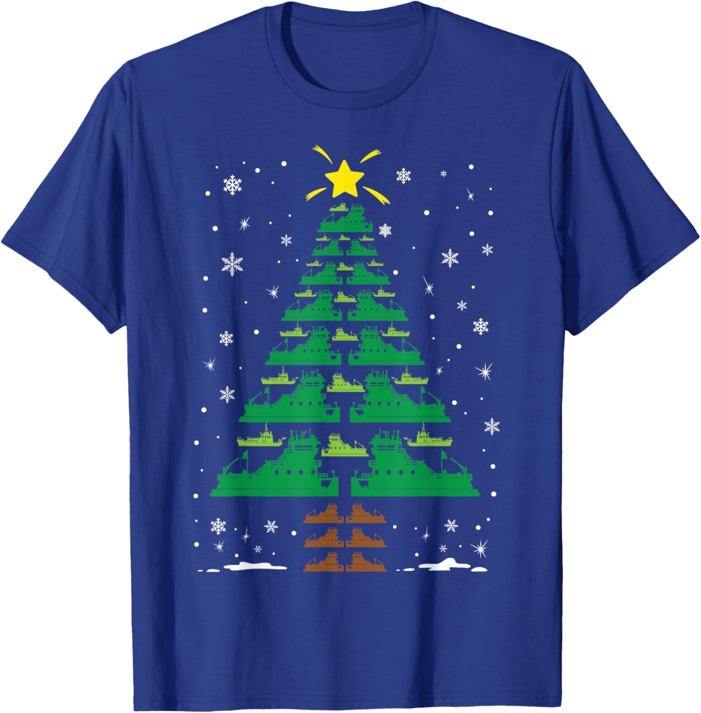 Towboater Towboat Crew Holiday Group Matching Christmas Tree T-Shirt - T-Shirt | Royal