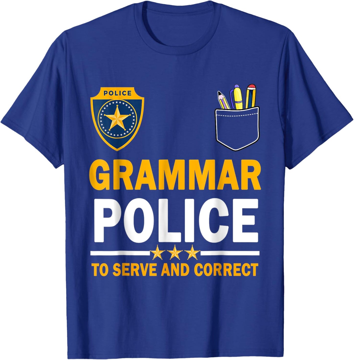 Funny English Teacher Grammar Police T-Shirt - T-Shirt | Royal