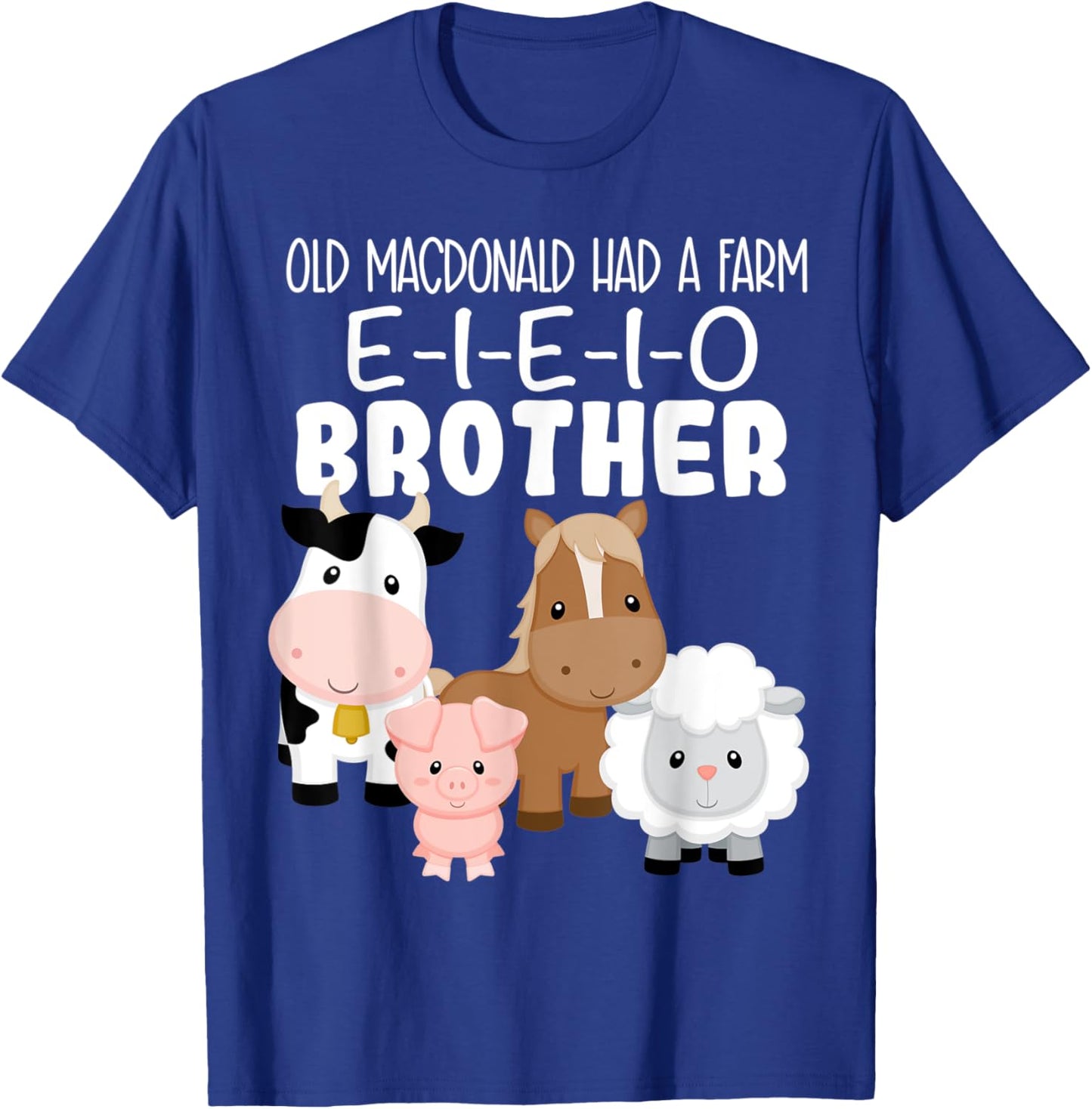 Brother Birthday Old MacDonald Theme Birthday Farm Animals T-Shirt - T-Shirt | Royal