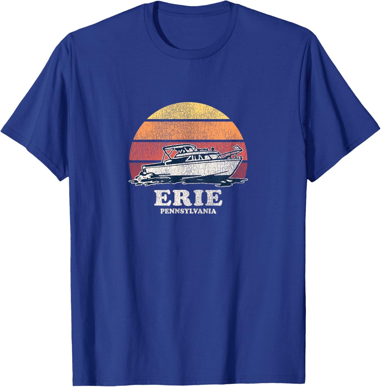Erie PA Vintage Boating 70s Retro Boat Design T-Shirt - T-Shirt | Royal