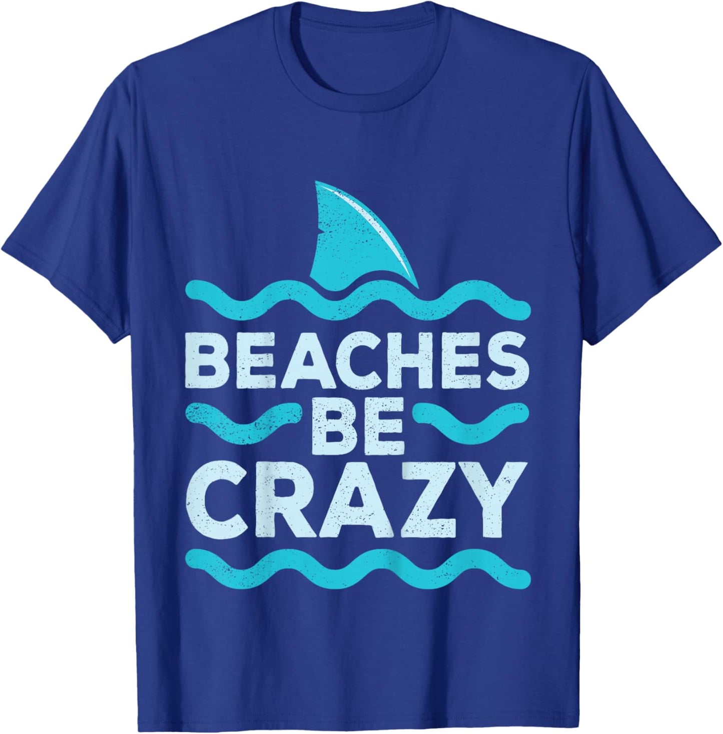 Kids Funny Beaches Be Crazy Shark Kids Beach Vacation Summer T-Shirt - T-Shirt | Royal