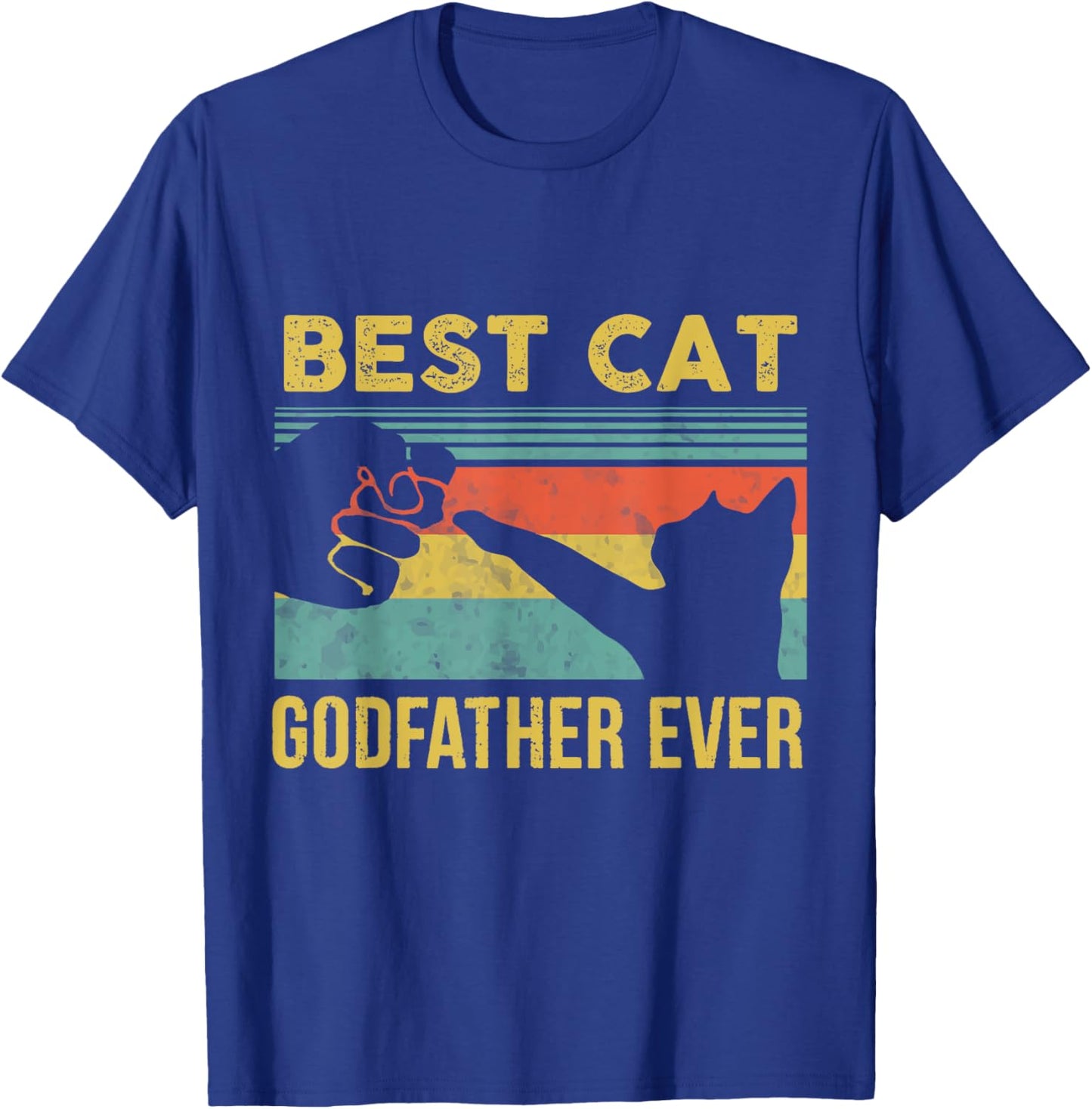 Best Cat Godfather Ever Vintage Cats Happy Father's Day T-Shirt - T-Shirt | Royal