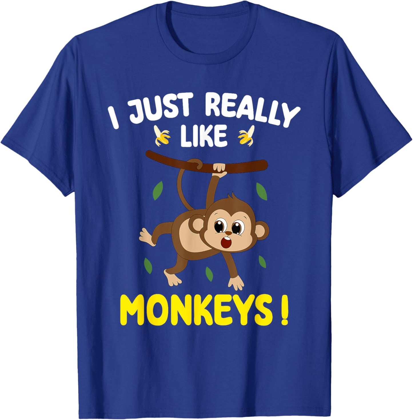 I Just Really Like Monkeys Cute Monkey toddler boy kids T-Shirt - T-Shirt | Royal