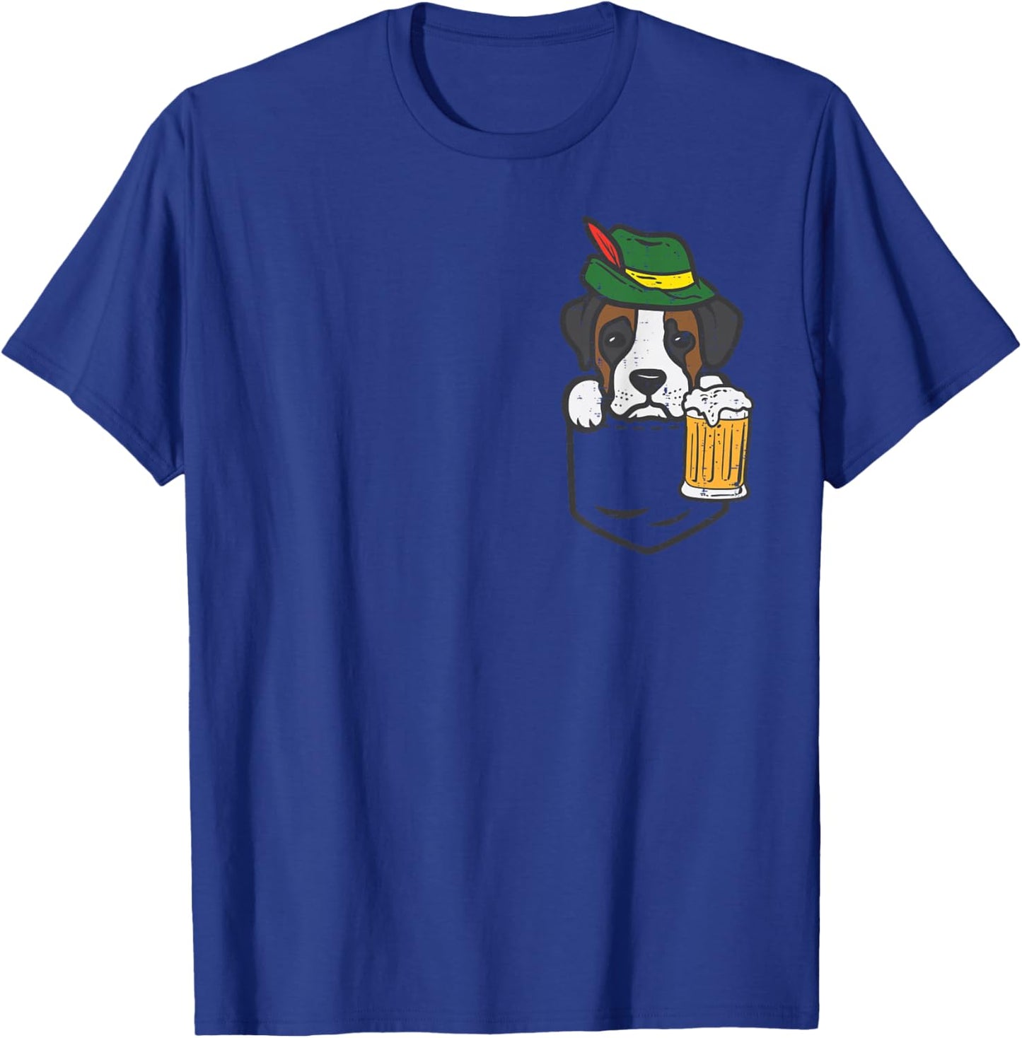 Pocket Boxer German Hat Oktoberfest Cute Dog Owner Men Women T-Shirt - T-Shirt | Royal