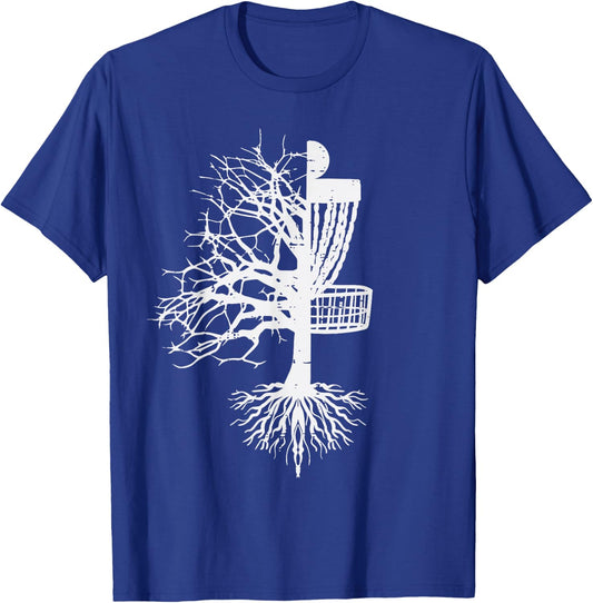 Half Disc Golf Basket Tree Funny Frisbee Frolf Men Women Kid T-Shirt - T-Shirt | Royal