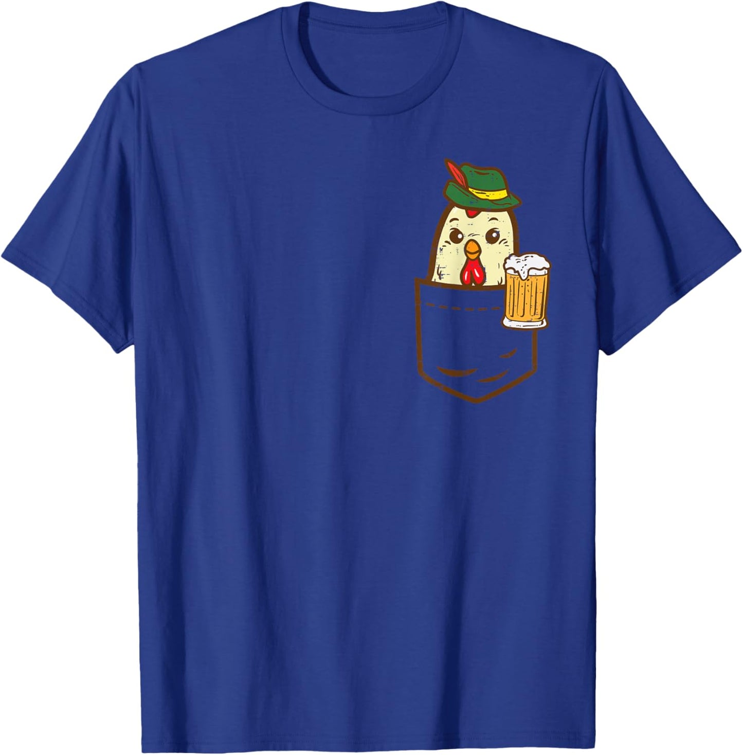 Pocket Chicken Oktoberfest Bavarian Farmer German Men Women T-Shirt - T-Shirt | Royal