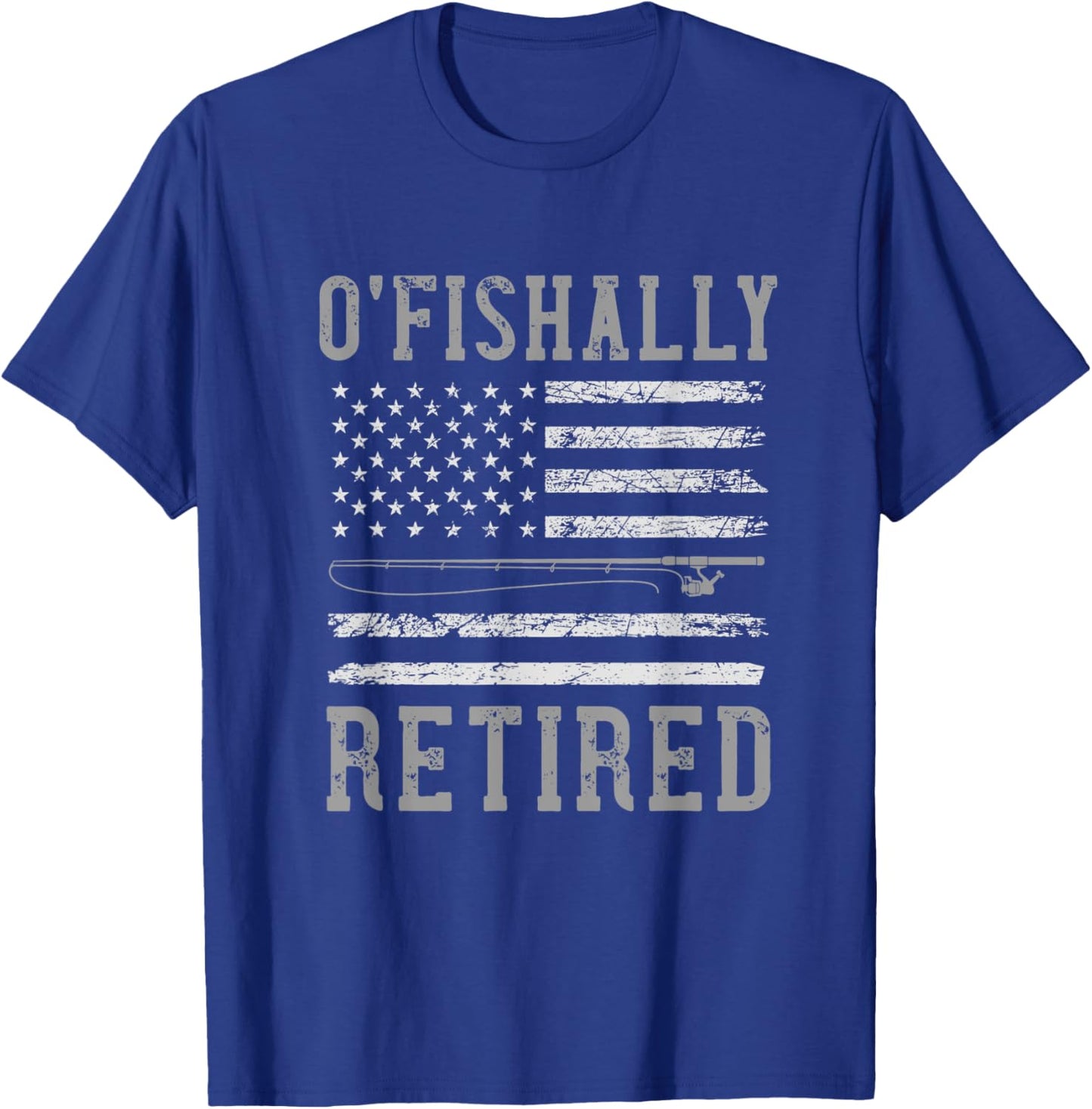 Retired Corrections Officer Fishing Retirement USA Flag T-Shirt - T-Shirt | Royal