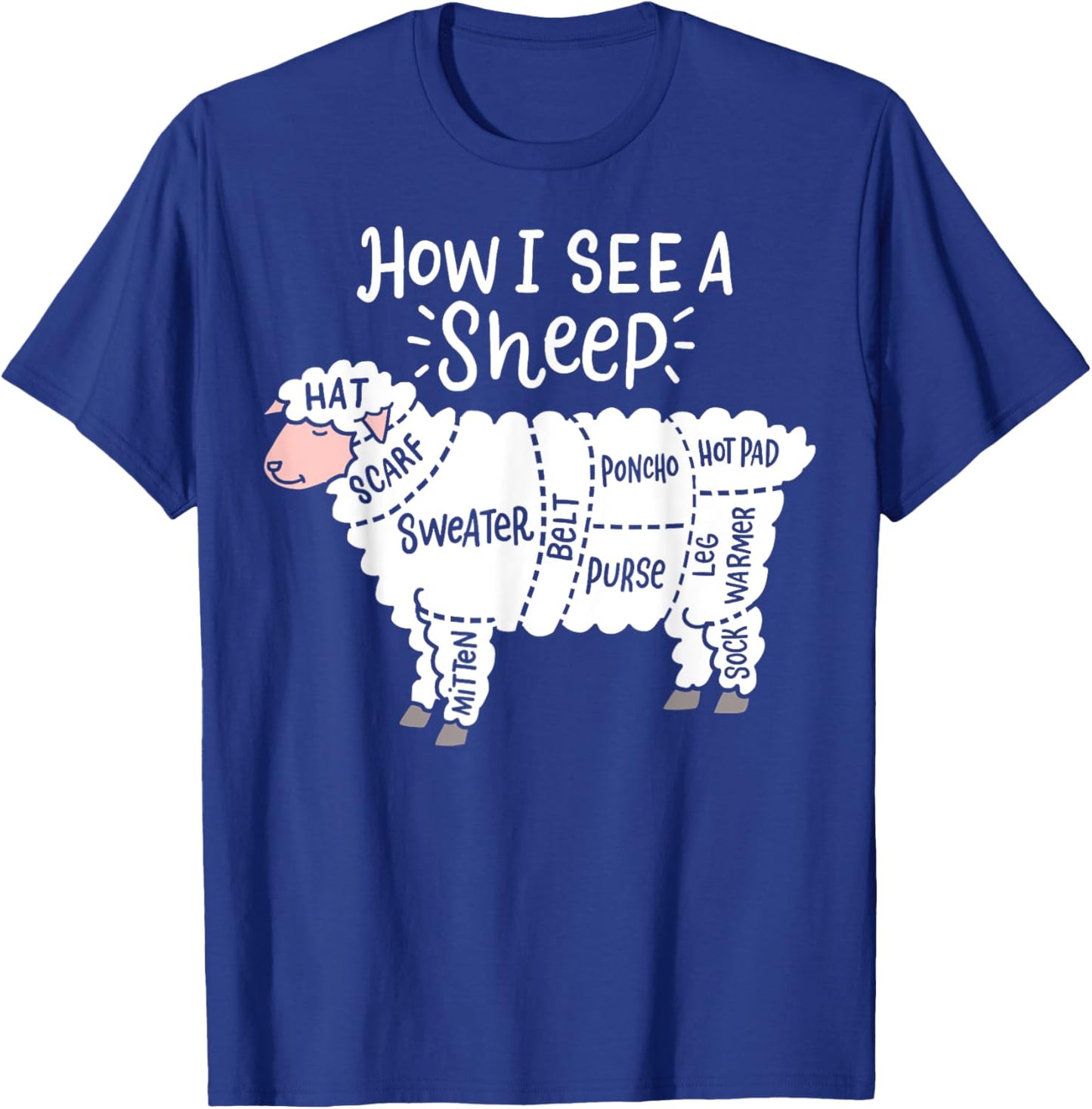 Knitting How I See A Sheep Yarn Wool Knitter Sewing Quilter T-Shirt - T-Shirt | Royal