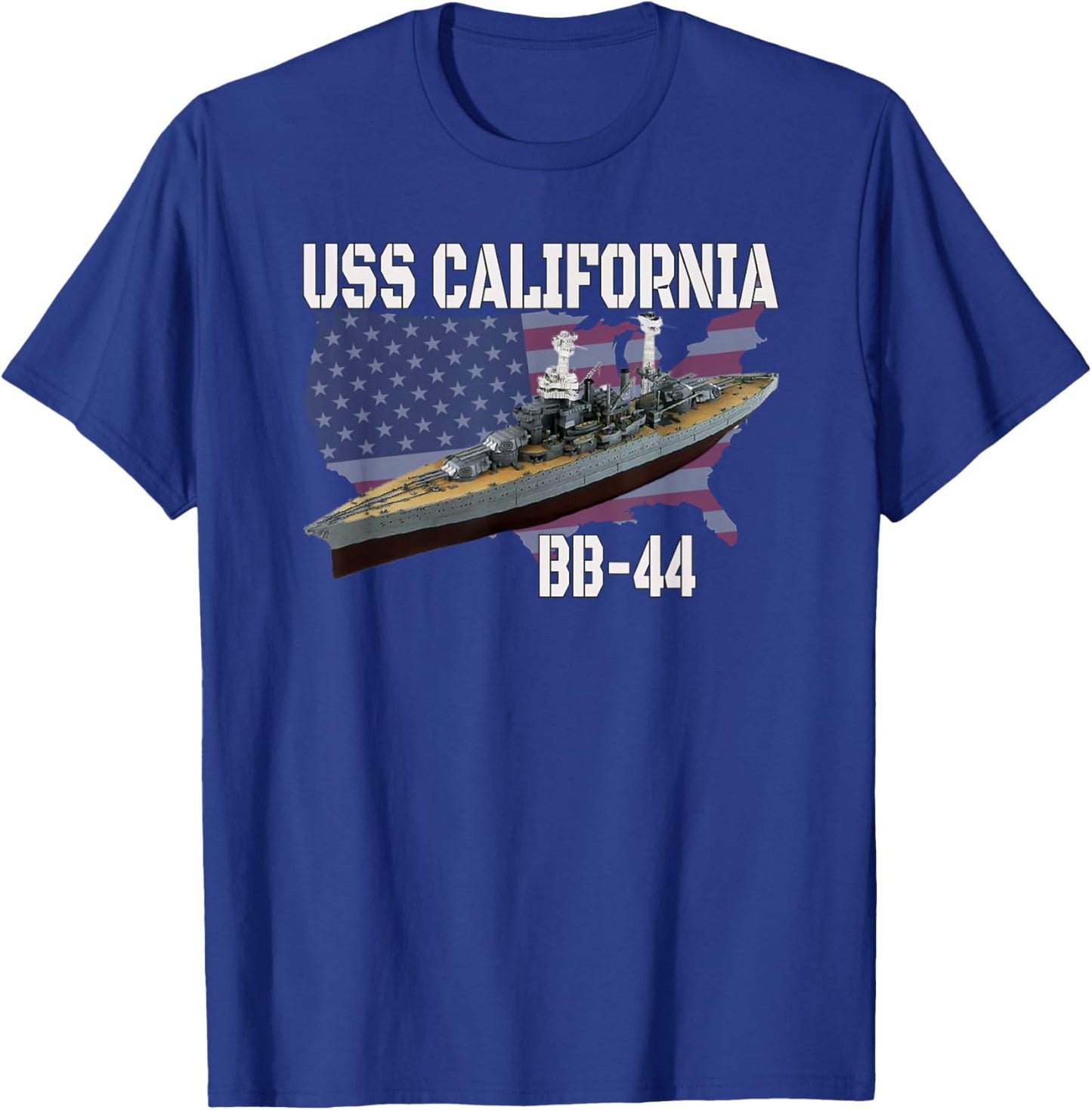 WW2 American Battleship USS California BB-44 Warship Veteran T-Shirt - T-Shirt | Royal