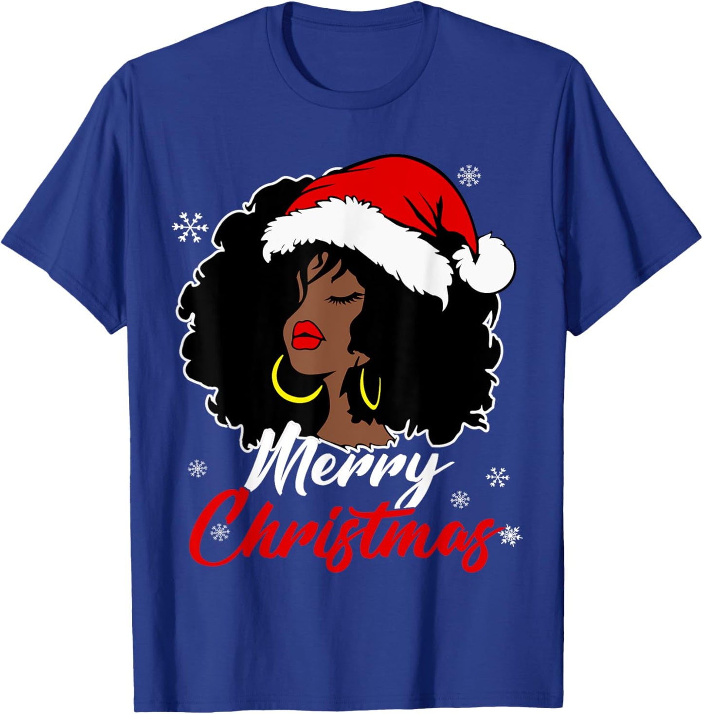Queen Santa African American Merry Christmas Melanin T-Shirt - T-Shirt | Royal