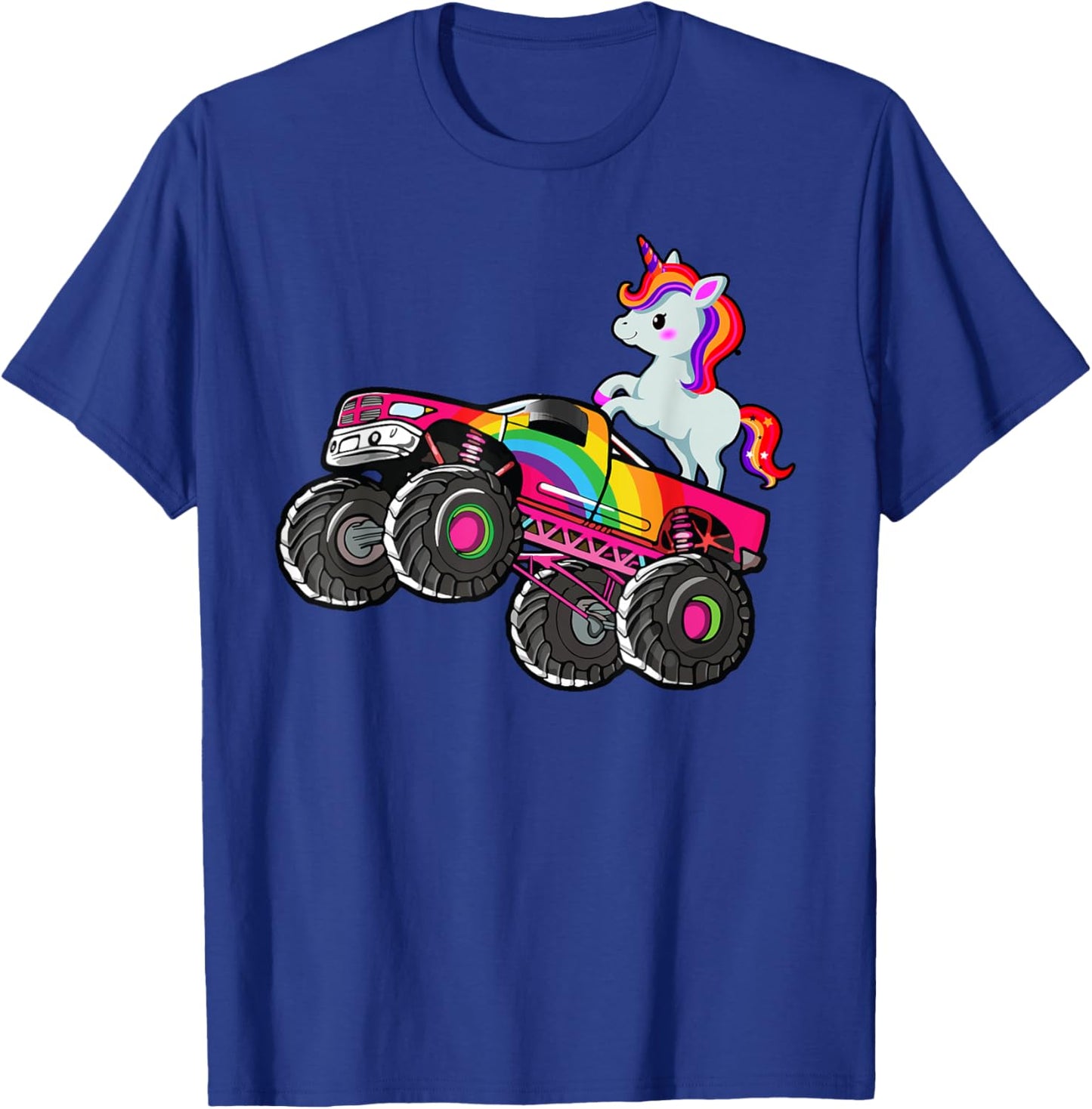 Girls Monster Truck Unicorn Rainbow Monster Truck Girl Women T-Shirt - T-Shirt | Royal