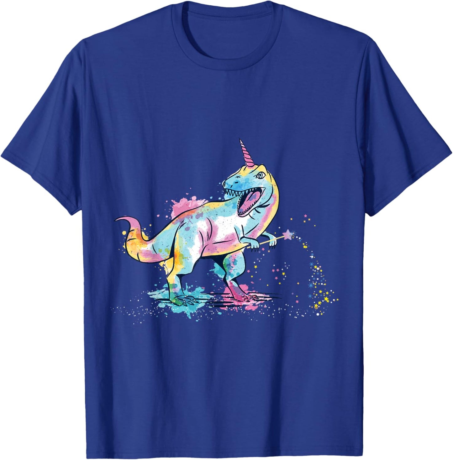 Tyrannosaurus with unicorn horn with magic wand T-Shirt - T-Shirt | Royal