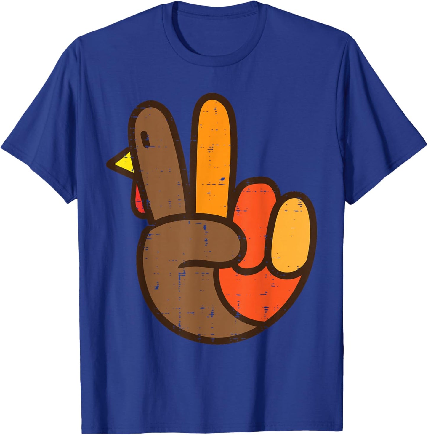 Peace Sign Turkey Hand Cool Thanksgiving Hippie Men Women T-Shirt - T-Shirt | Royal