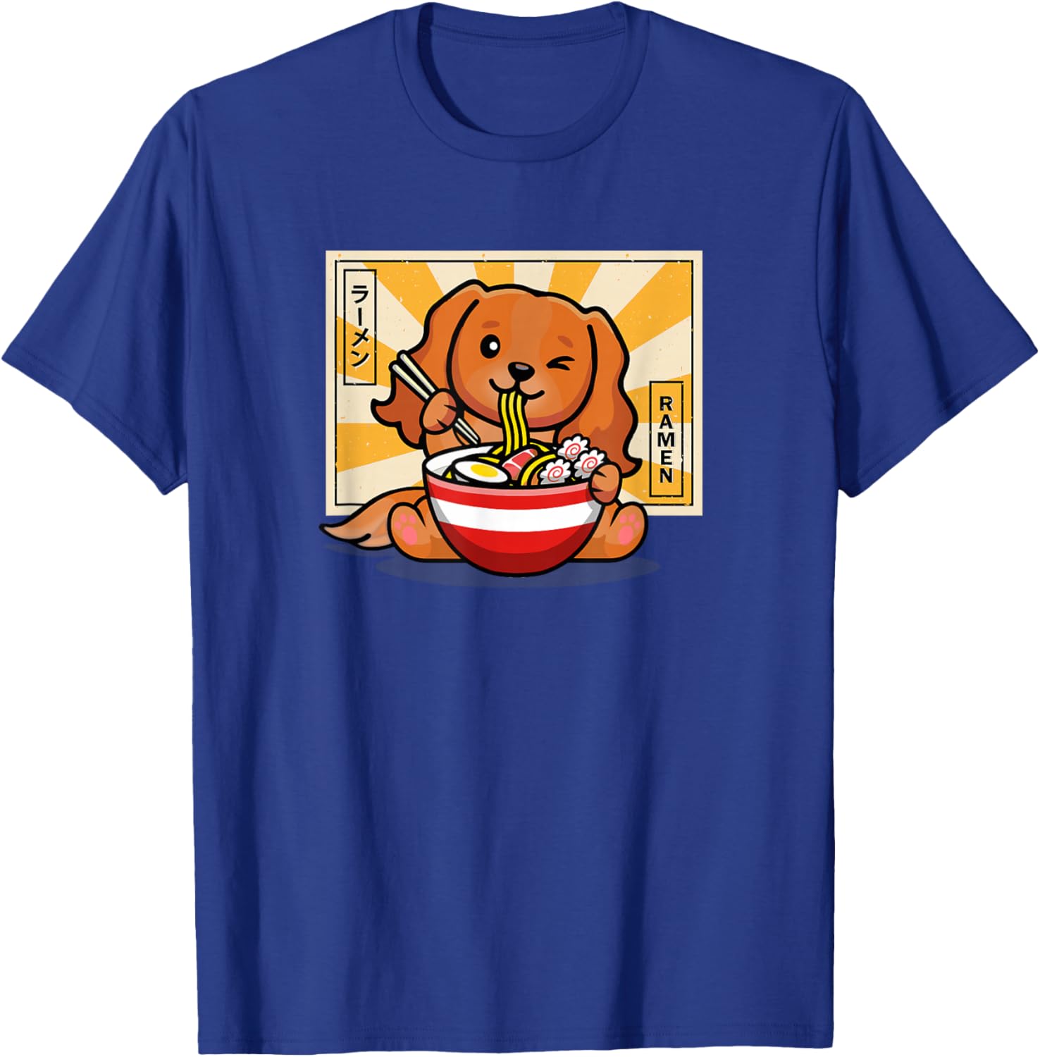 Funny Kawaii Ramen Kids Ruby Cavalier Spaniel Dog Lover T-Shirt - T-Shirt | Royal