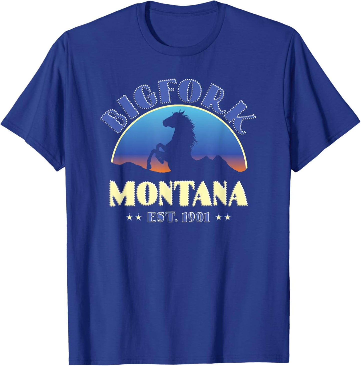Bigfork Montana MT Wild Horse T-Shirt - T-Shirt | Royal