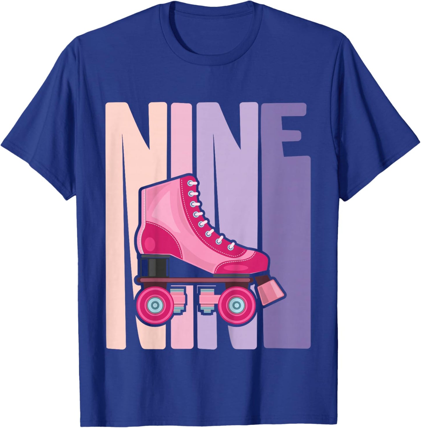 9 Year Old Cute Roller Skating Birthday Girl 9th B-day T-Shirt - T-Shirt | Royal