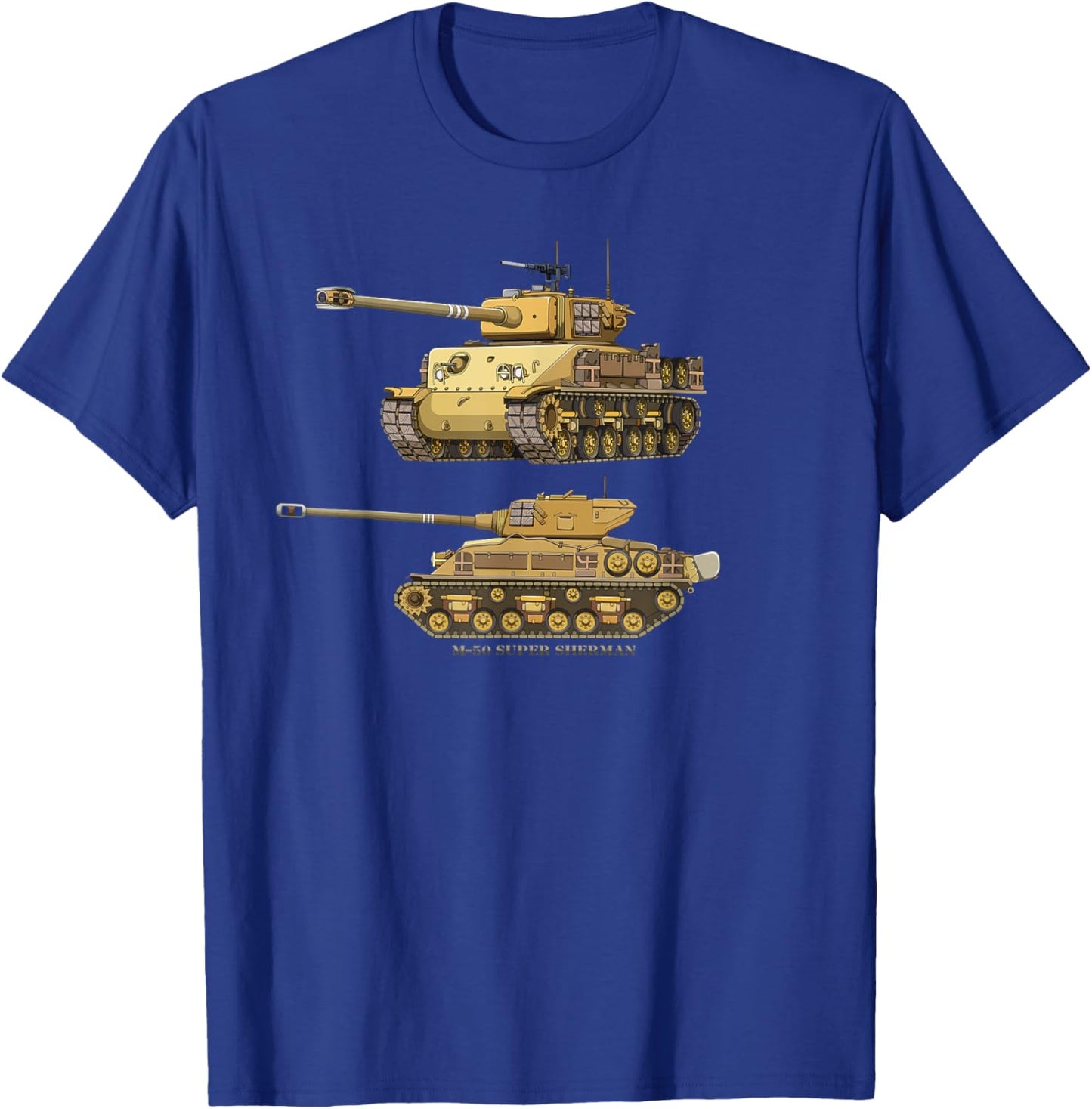 M51 Super Sherman Isherman Israel Tank Diagram T-Shirt - T-Shirt | Royal