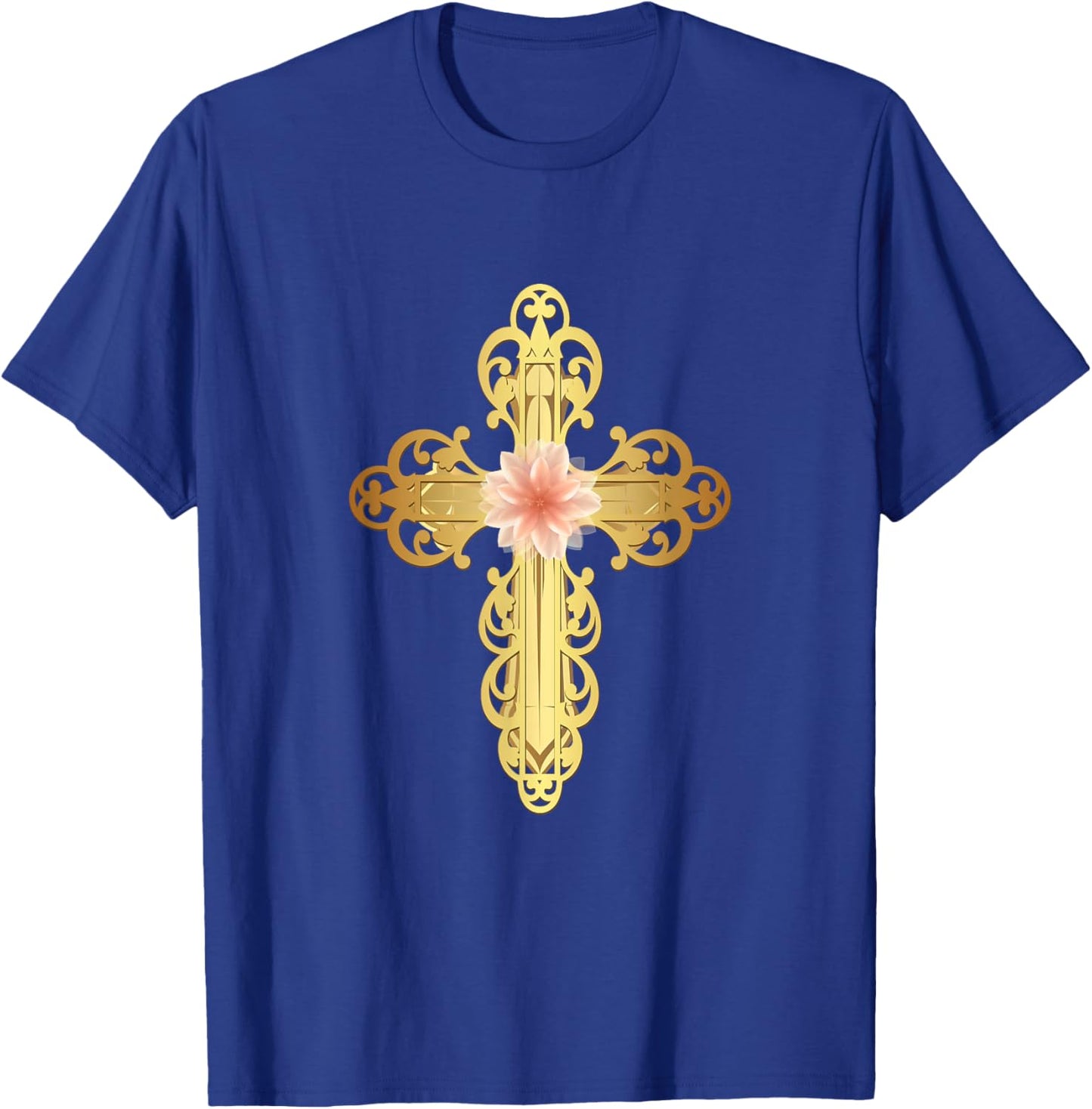 Beautiful Gold Cross Flower,Cross Gifts,Christian Gift Ideas T-Shirt - T-Shirt | Royal