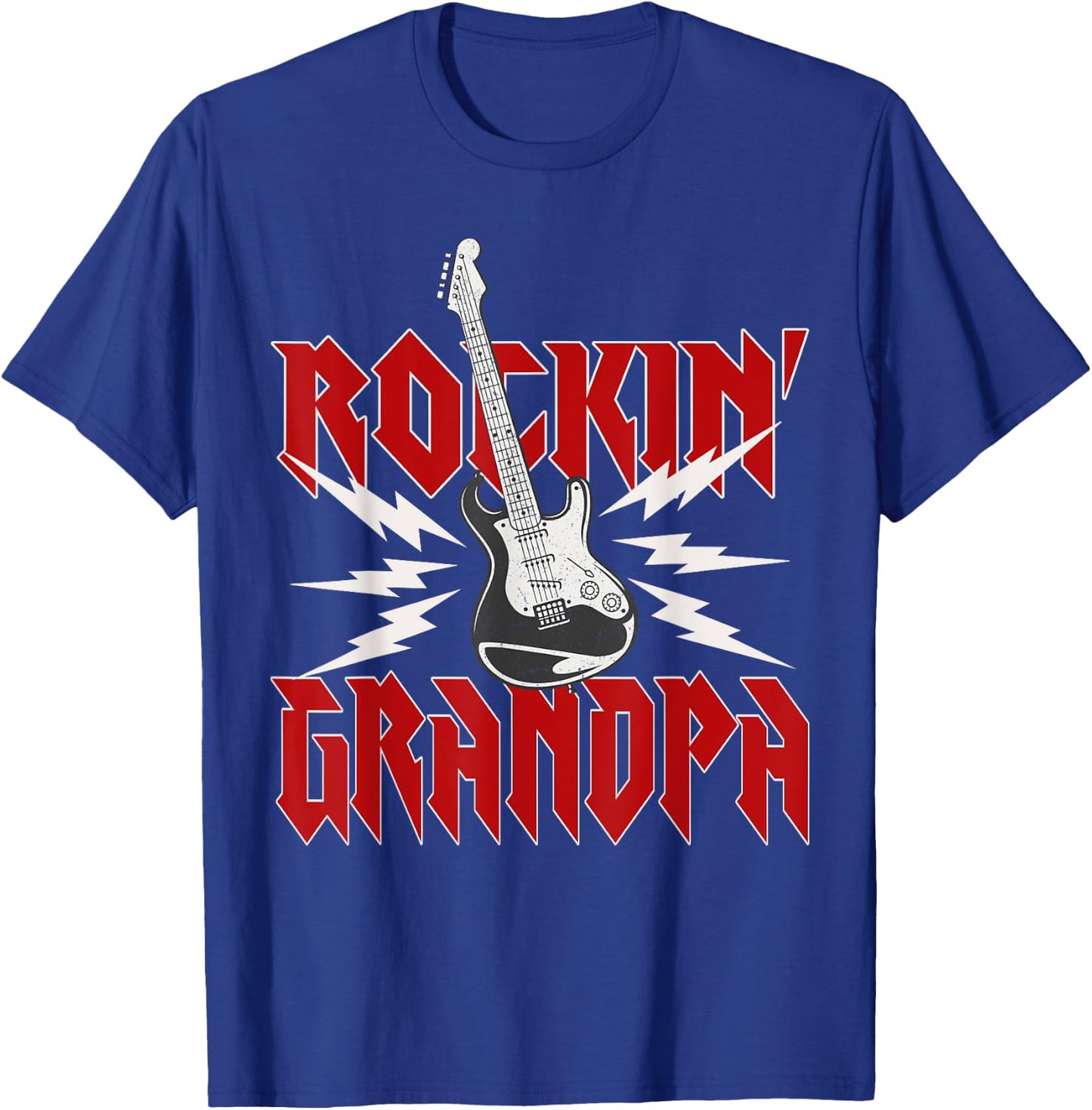 Grandpa Rockin One Birthday Family Matching Rock Guitar T-Shirt - T-Shirt | Royal