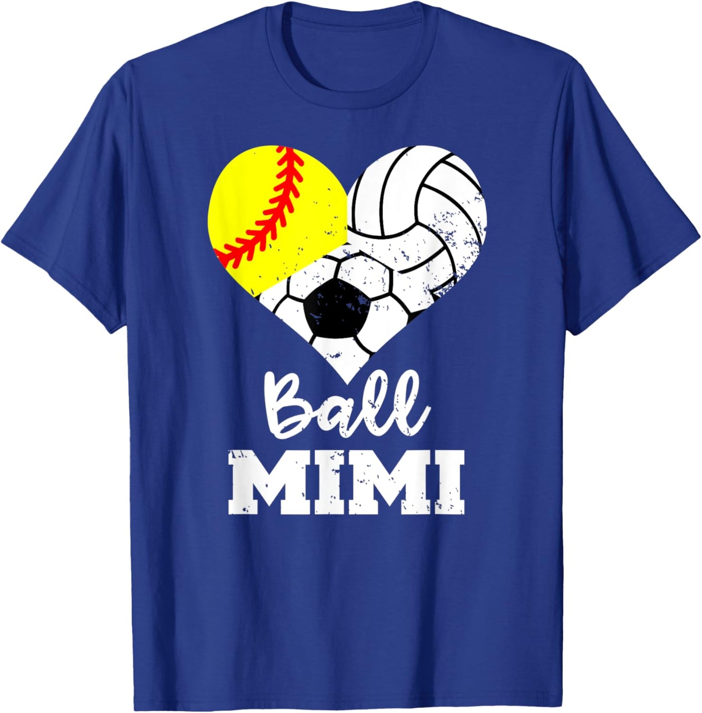 Ball Mimi Heart Funny Softball Volleyball Soccer Mimi T-Shirt - T-Shirt | Royal