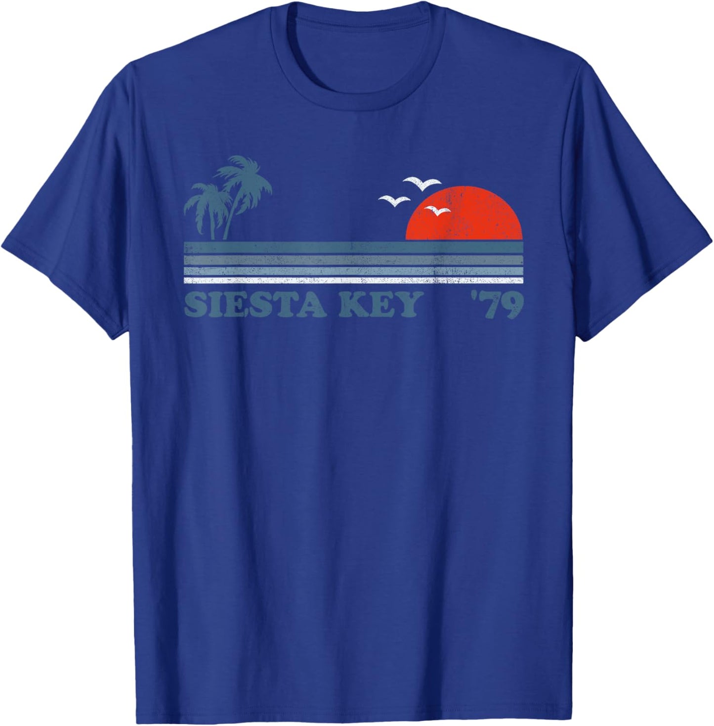 Vintage Siesta Key Florida Keys Beach Retro Sunset 70's Gift Women Kids T-Shirt - T-Shirt | Royal