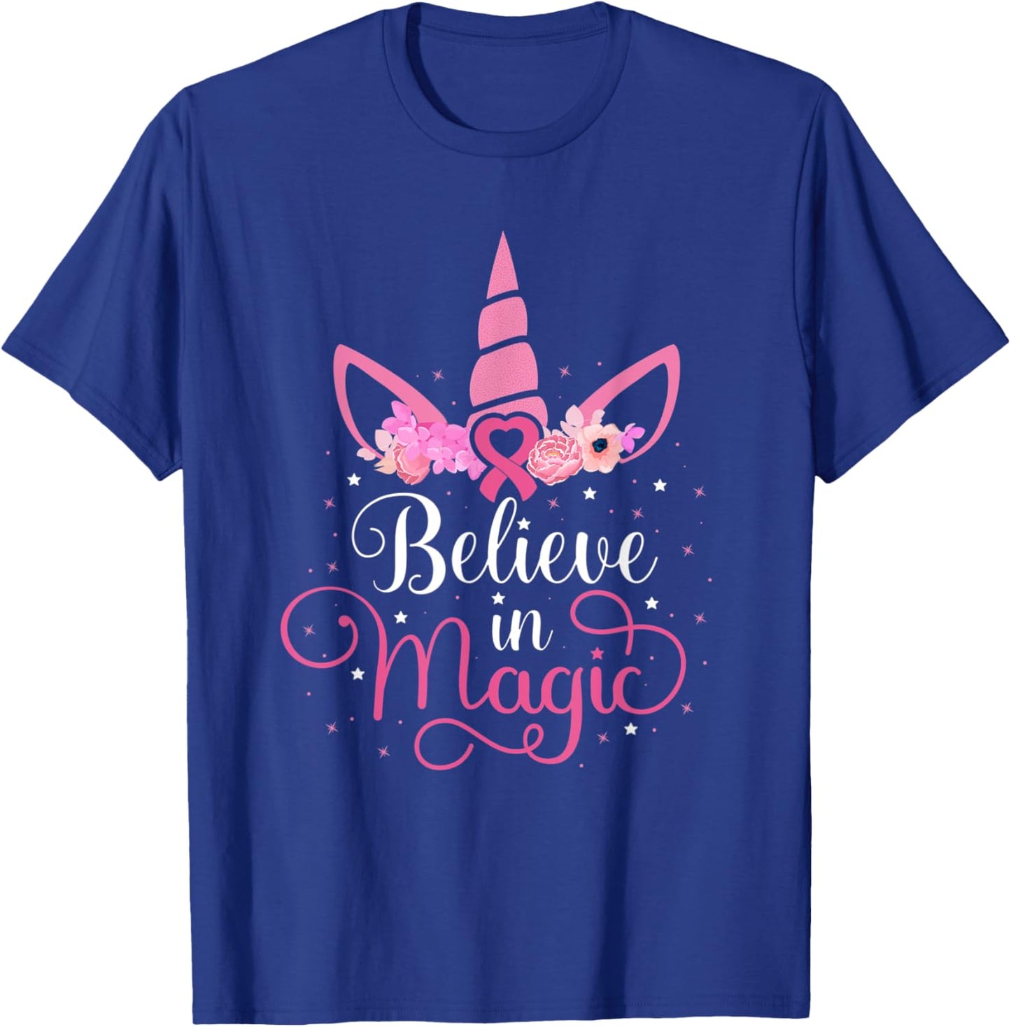 Breast Cancer Unicorn Magic Pink Ribbon Awareness Fighter T-Shirt - T-Shirt | Royal