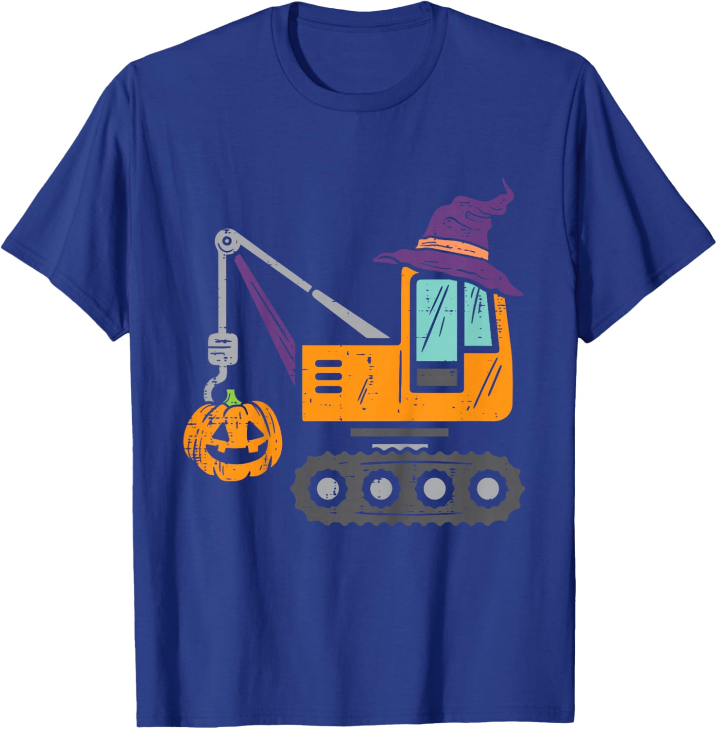 Kids Crane Truck Pumpkin Toddler Baby Boys Halloween Kids T-Shirt - T-Shirt | Royal