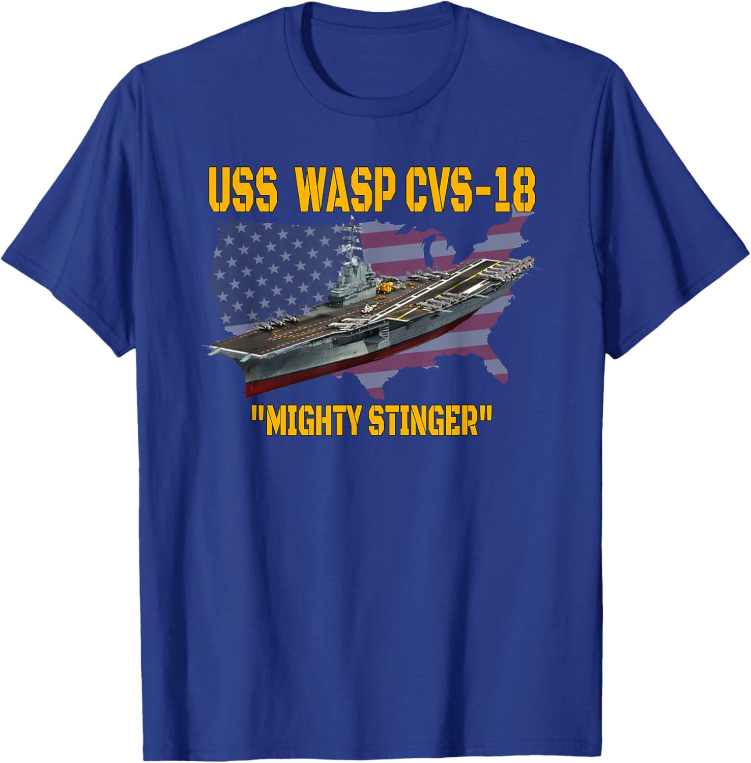Aircraft Carrier USS Wasp CVS-18 Veterans Day Father's Day T-Shirt - T-Shirt | Royal
