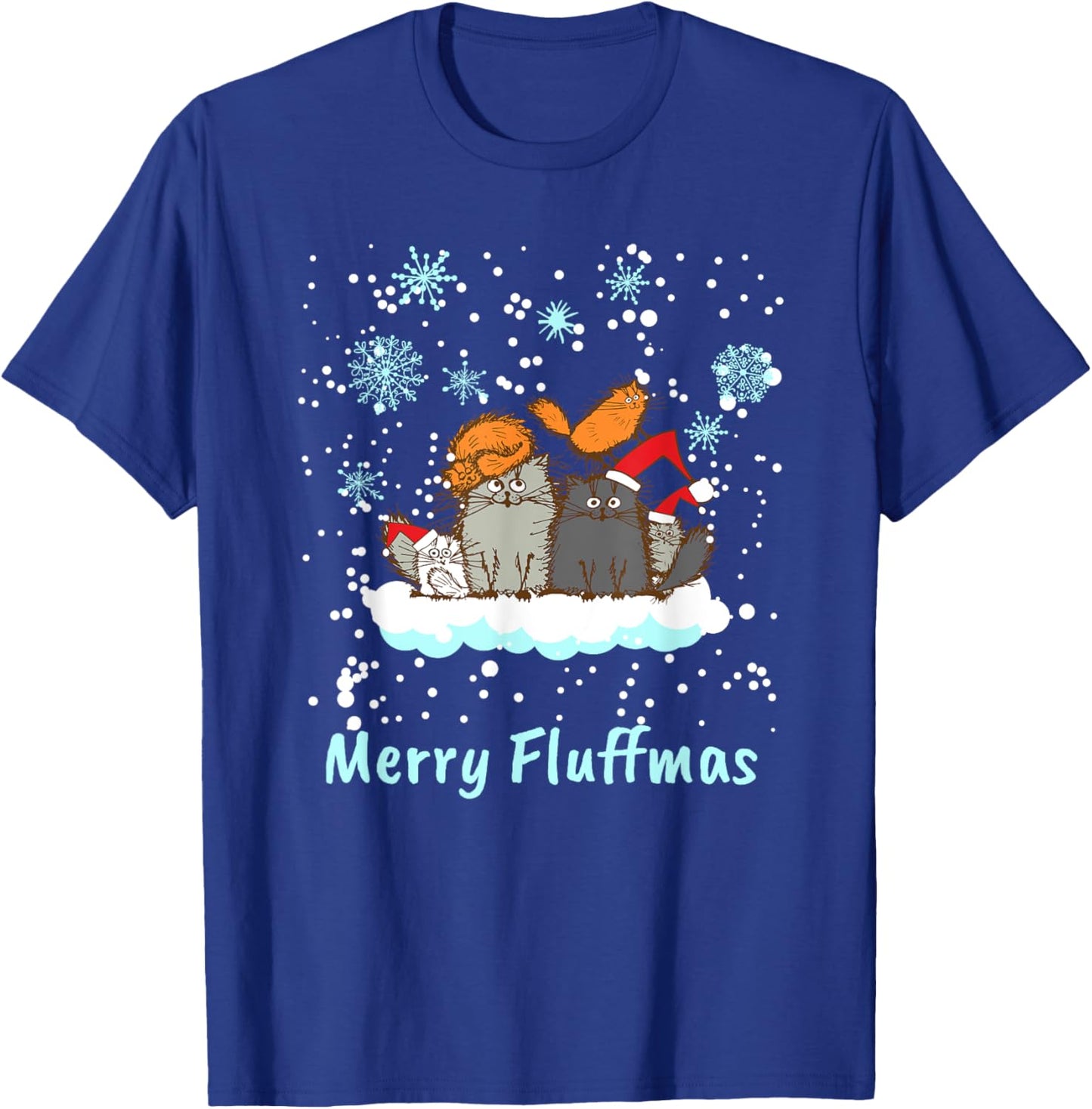 Christmas I Merry Fluffmas I Christmas Cat Xmas Kitten Men Women Kids T-Shirt - T-Shirt | Royal