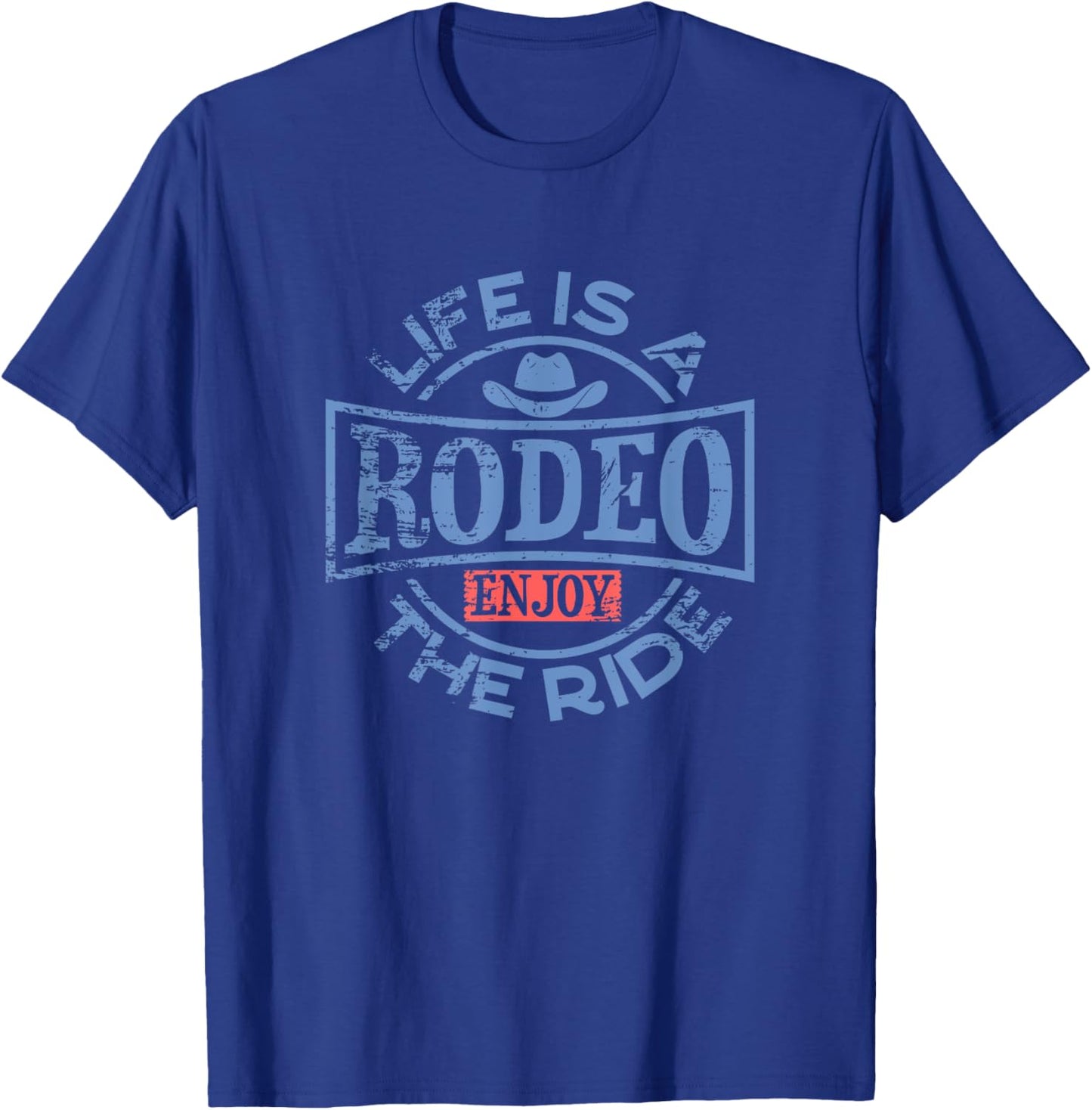 Life is a Rodeo Bull Fighter Cowboy - Longhorn Bull Riding T-Shirt - T-Shirt | Royal